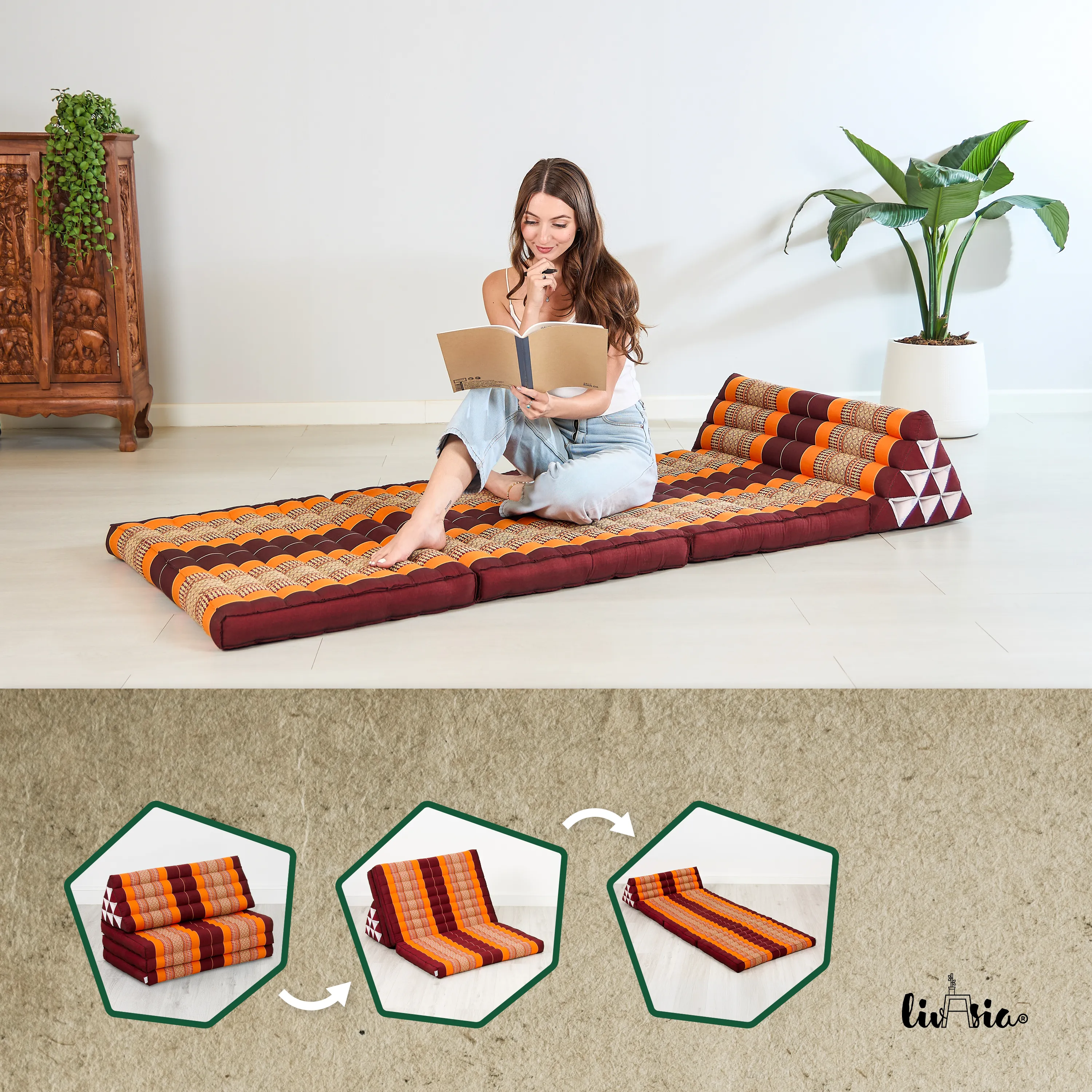 Coussin thaï en kapok largeur XXL
