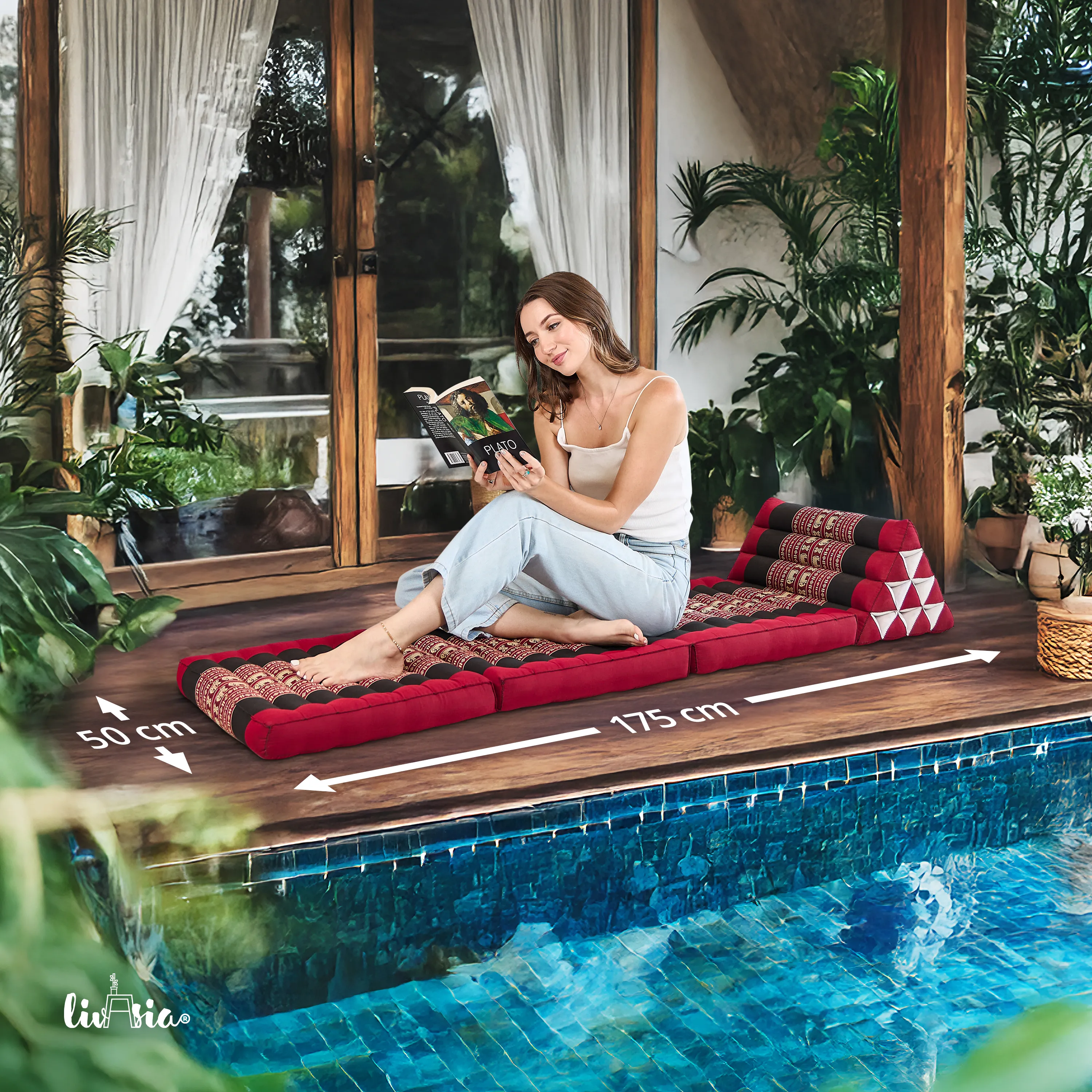 Coussin thaï avec matelas 3 parties en kapok, Classic