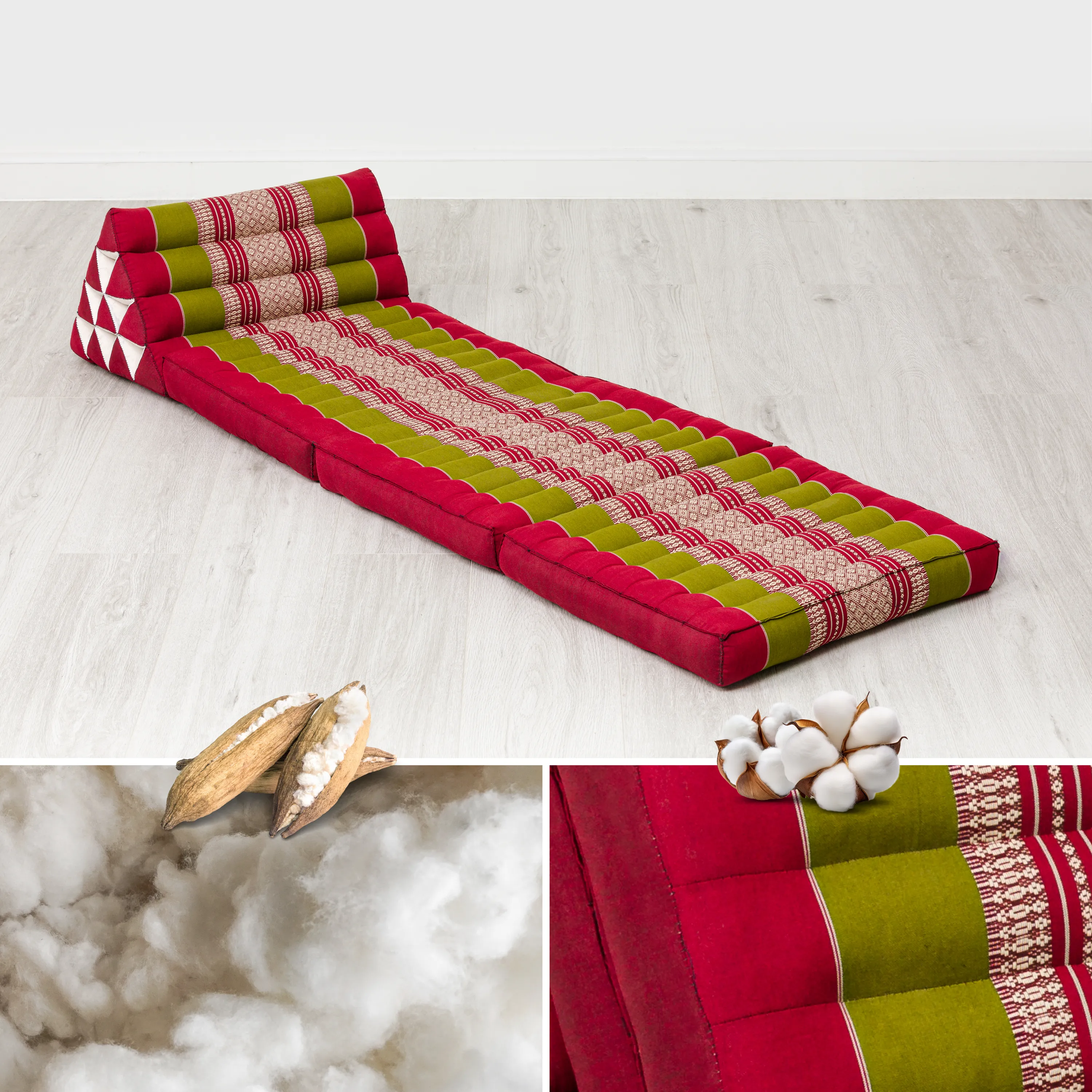 Coussin thaï avec matelas 3 parties en kapok, Classic