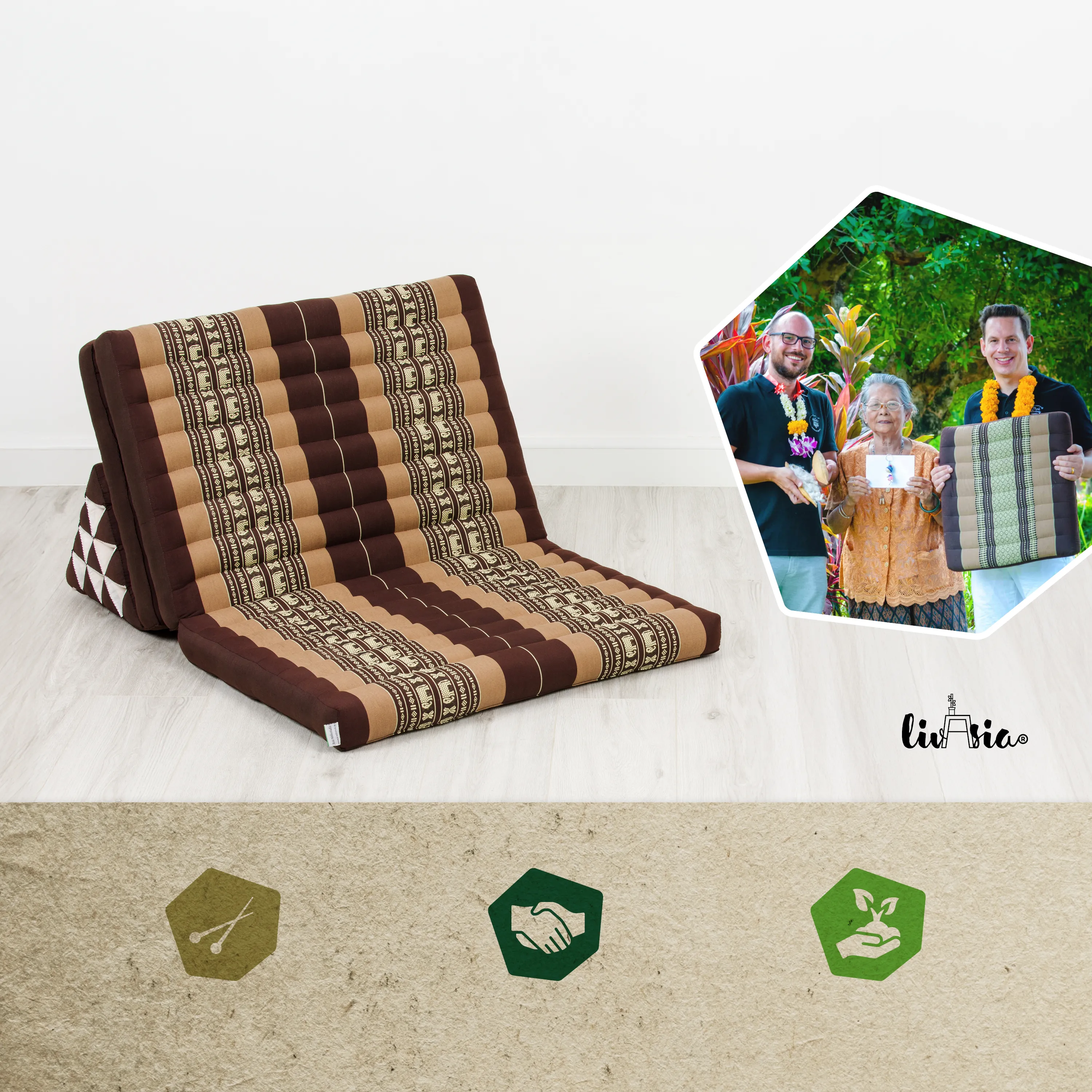 Coussin thaï en kapok largeur XXL