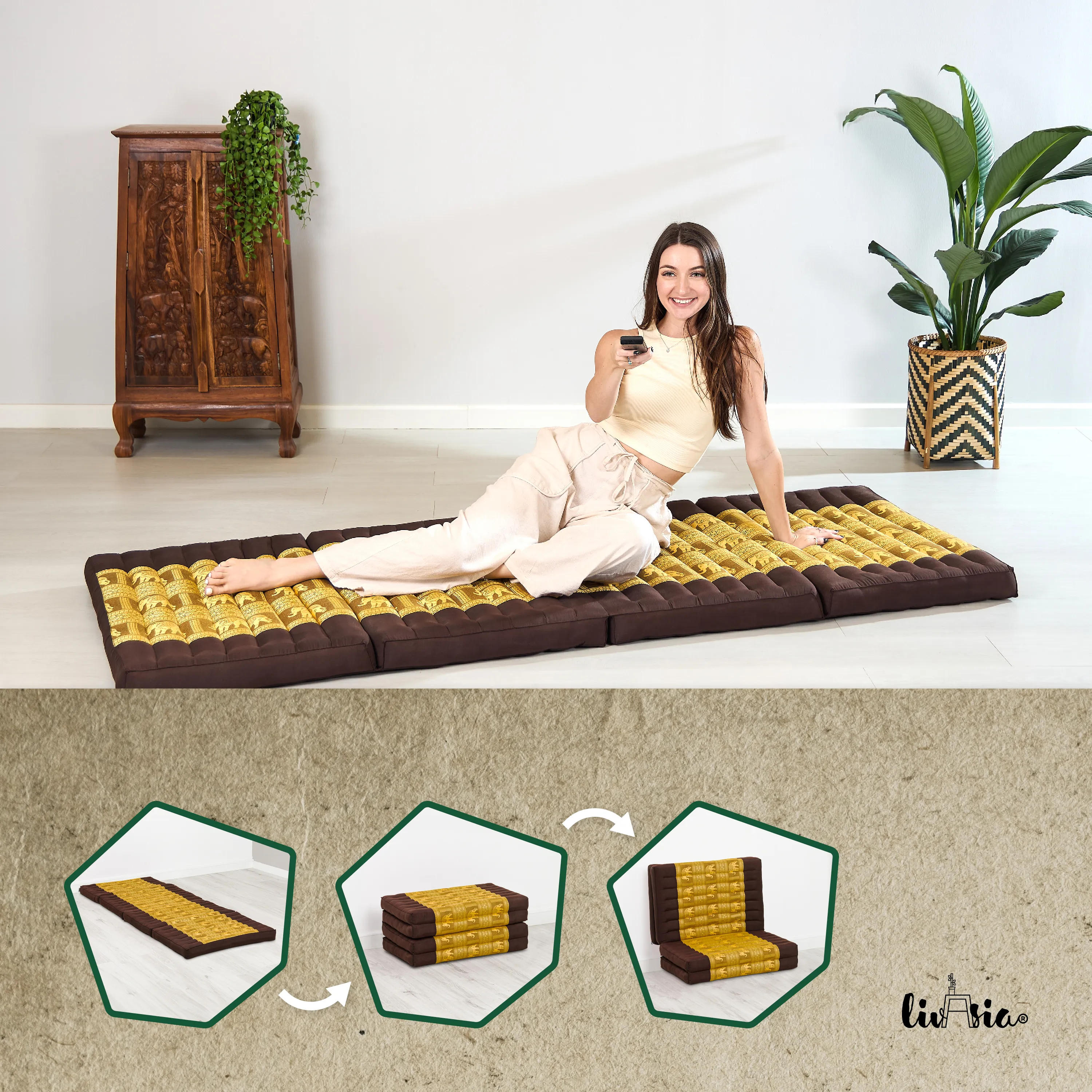 Matelas pliable en kapok, 80 cm de large, Deluxe