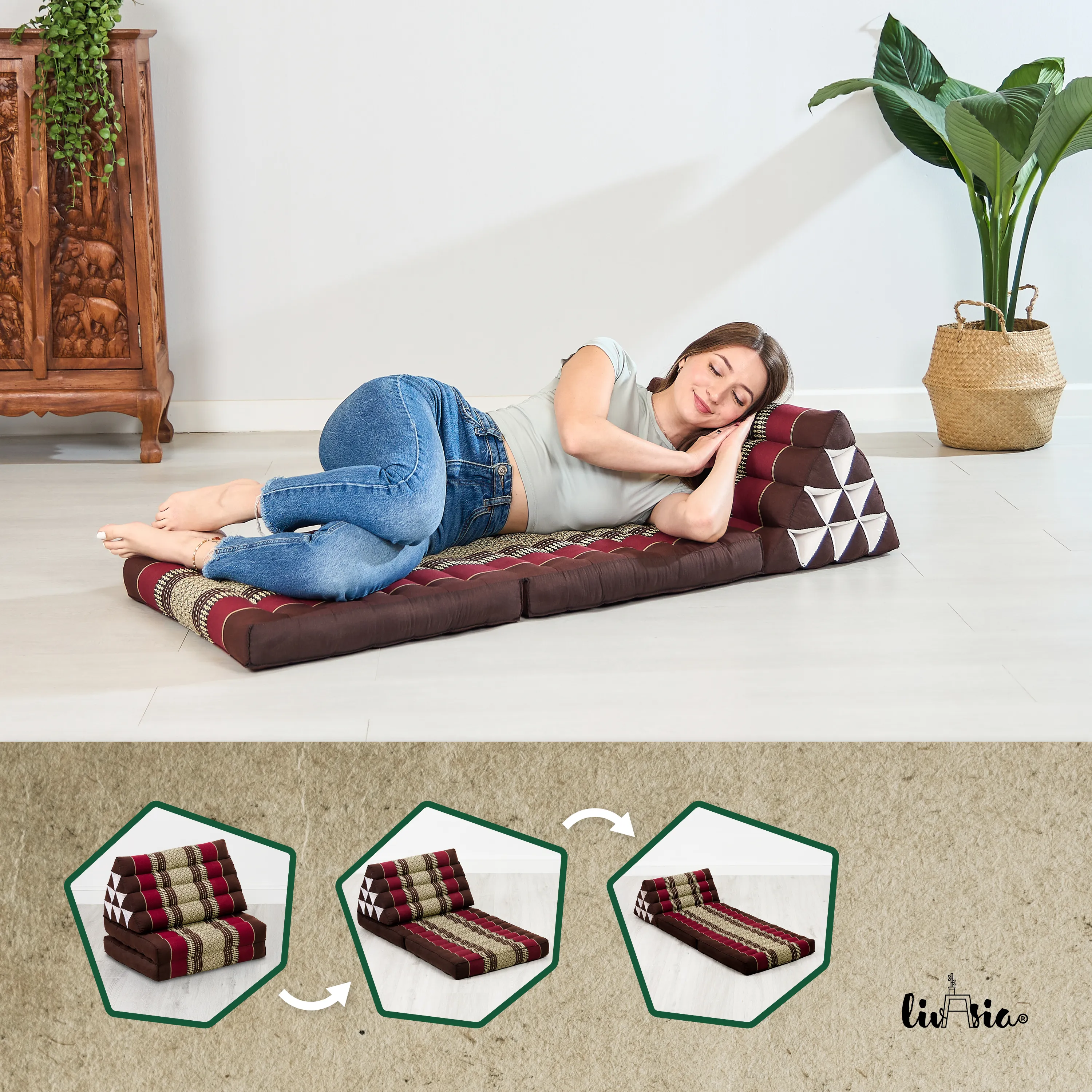 Coussin thaï avec matelas 2 parties en kapok