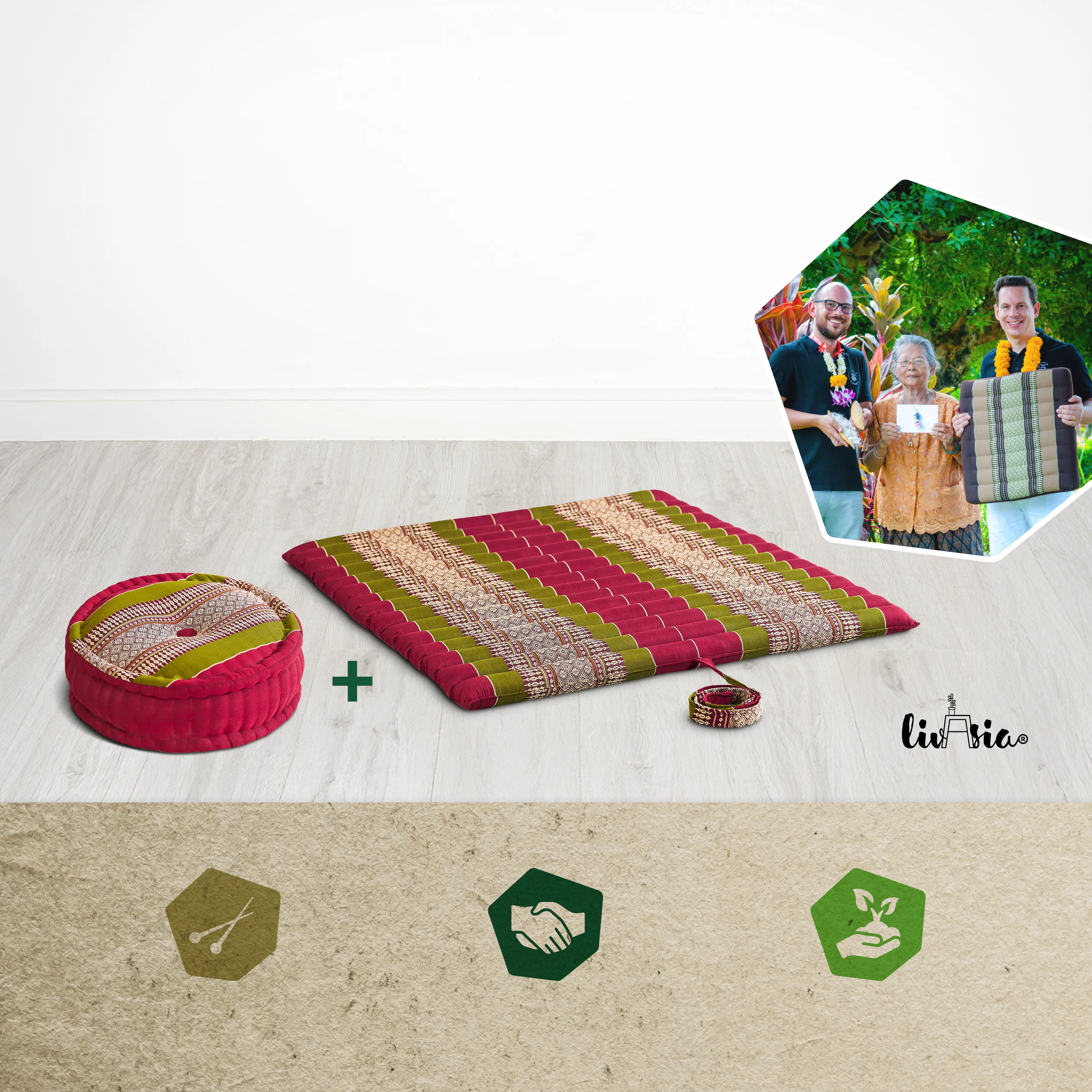 Set de coussins de méditation en kapok XL