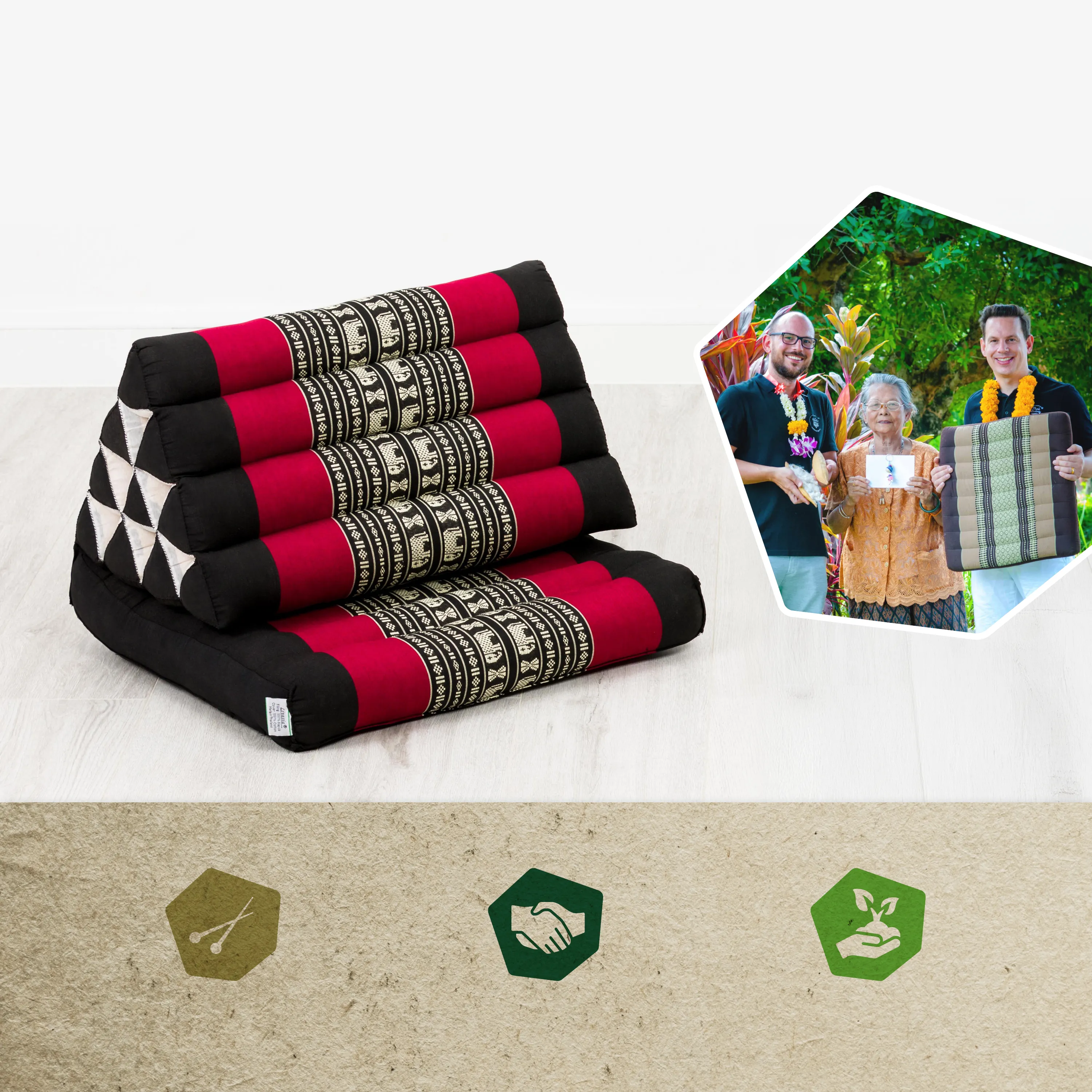 Coussin thaï avec matelas 1 partie en kapok