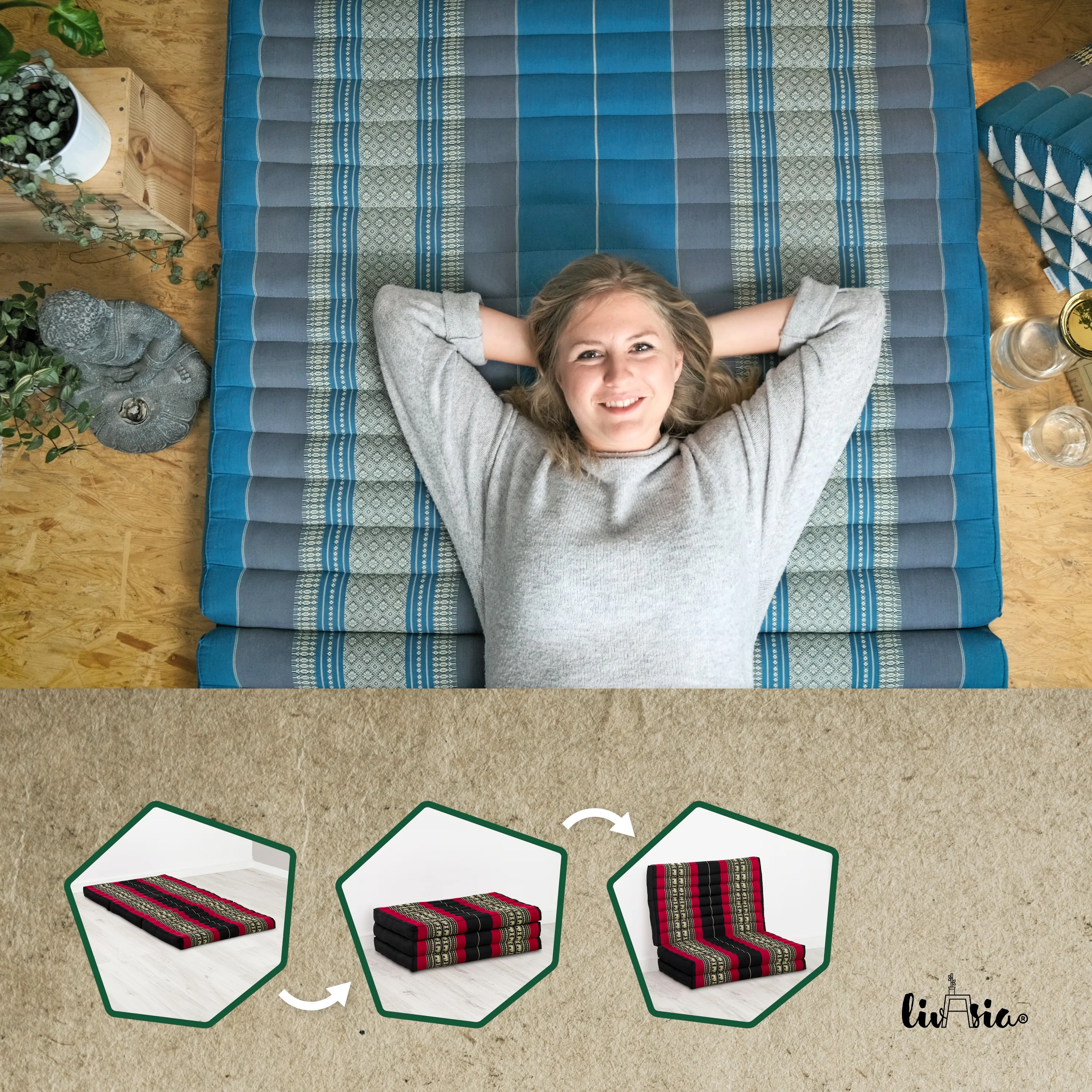 Matelas pliable pour enfant en kapok, 70 cm de large