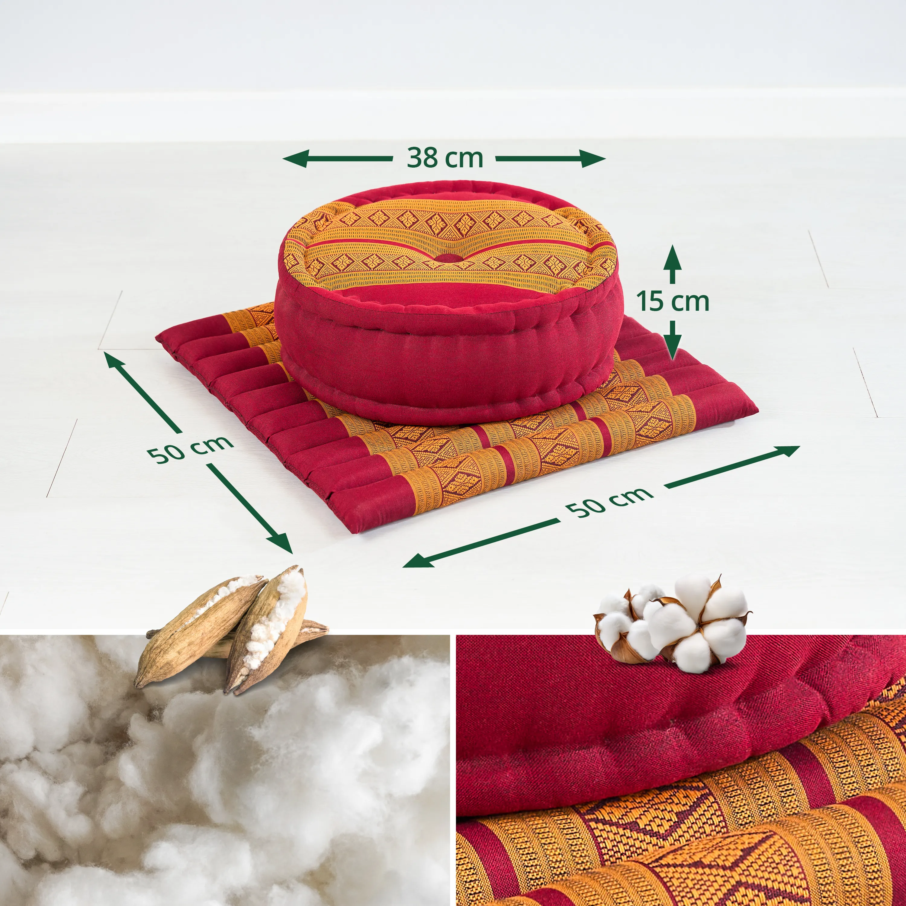 Set de coussins de méditation en kapok L