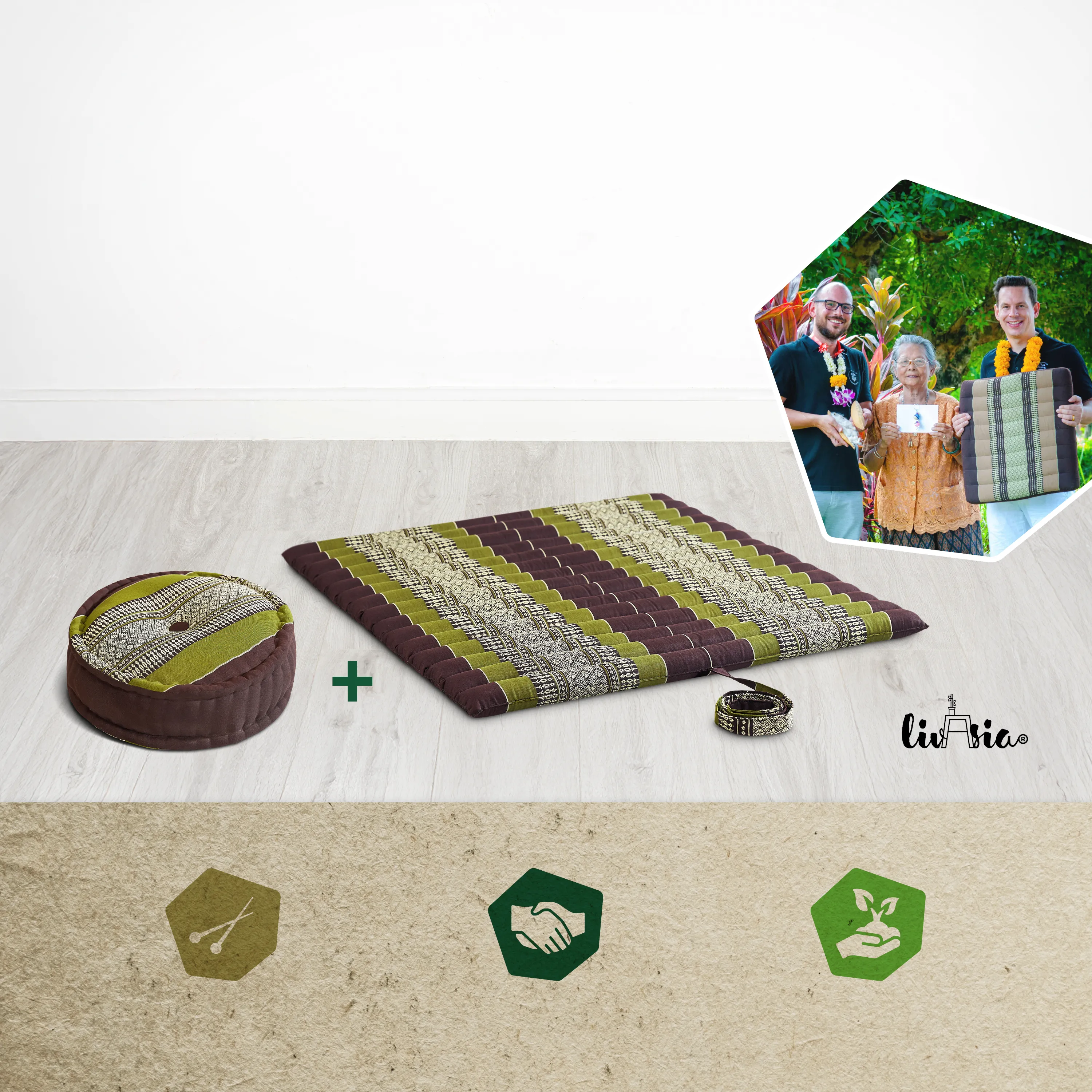 Set de coussins de méditation en kapok XL