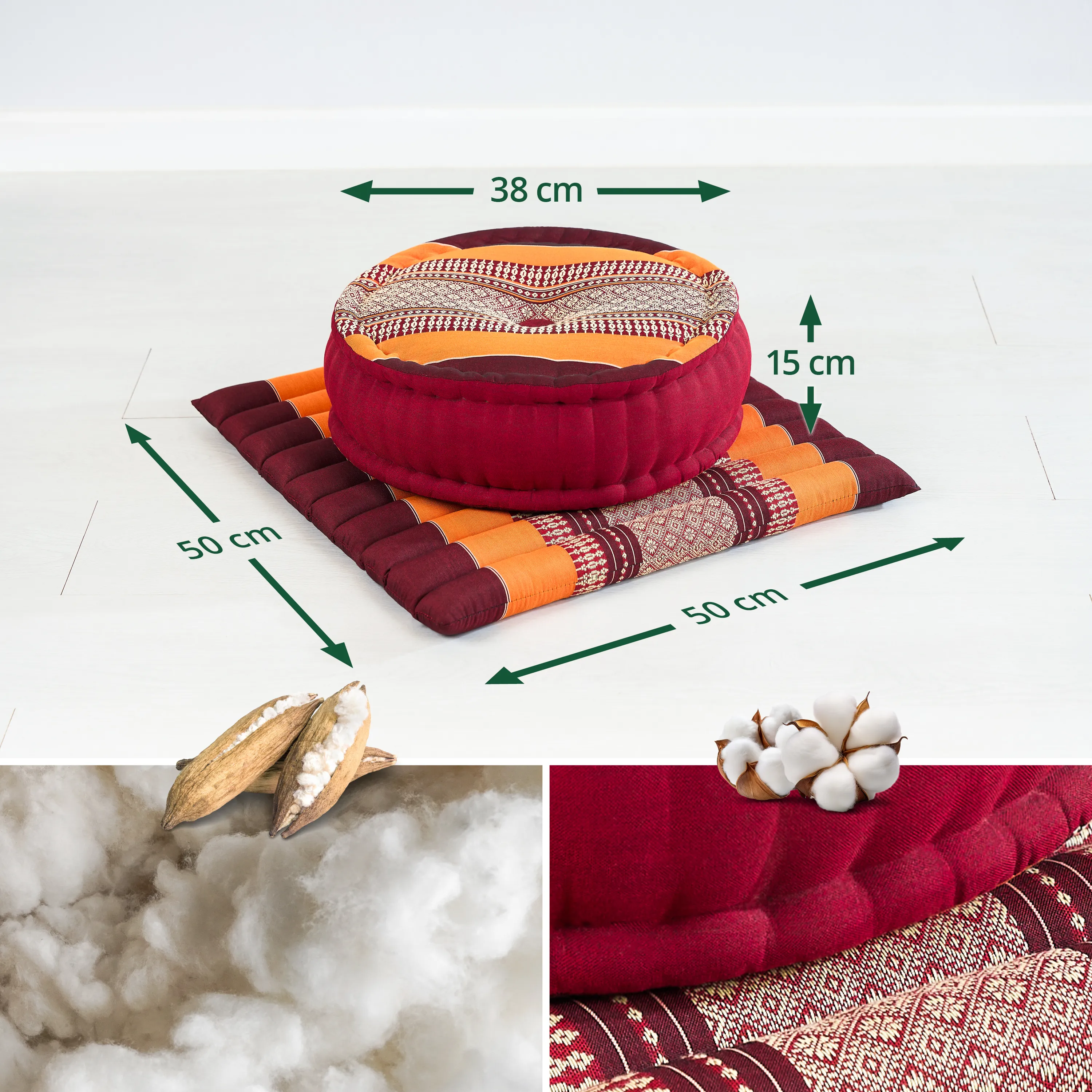 Set de coussins de méditation en kapok L