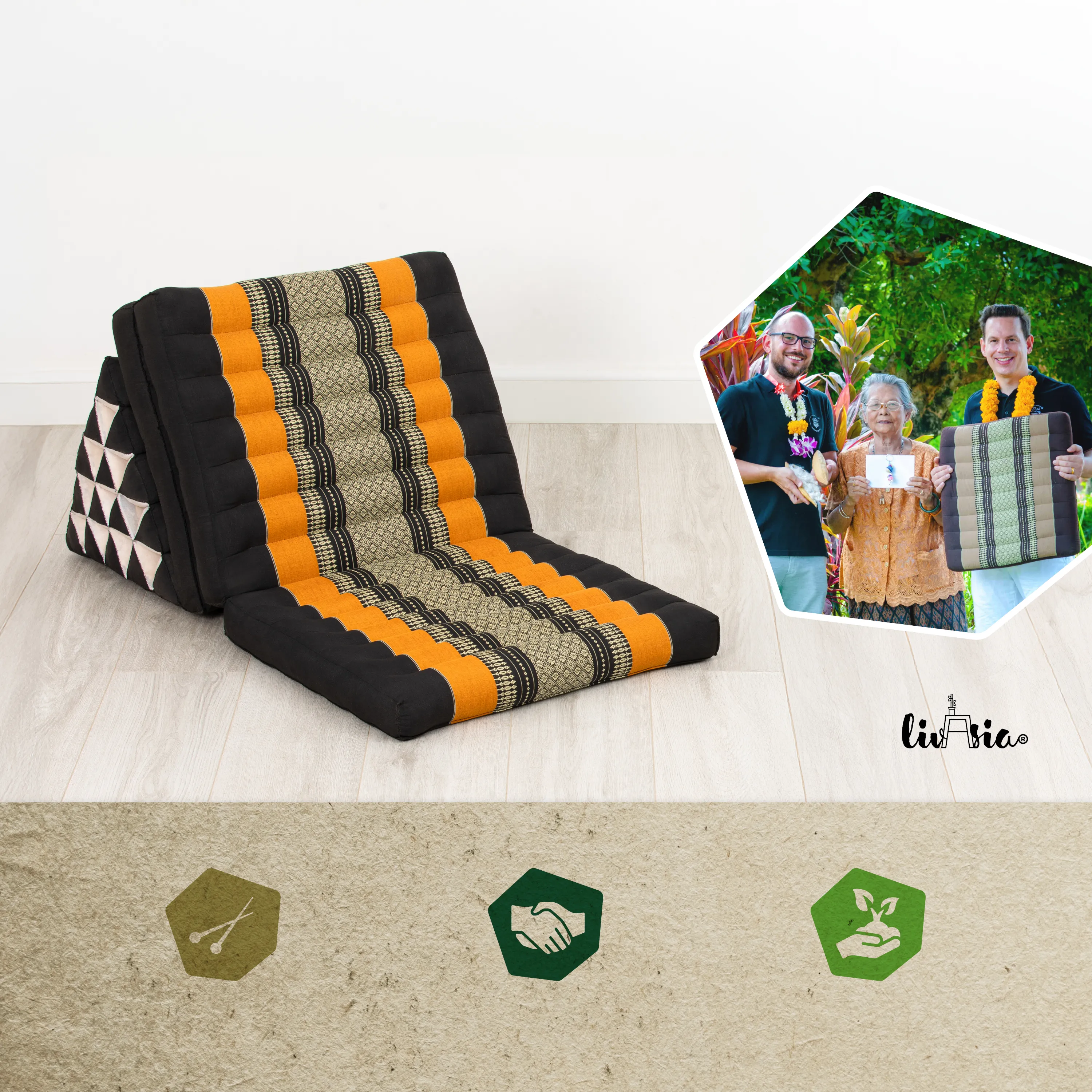 Coussin thaï en kapok hauteur XXL