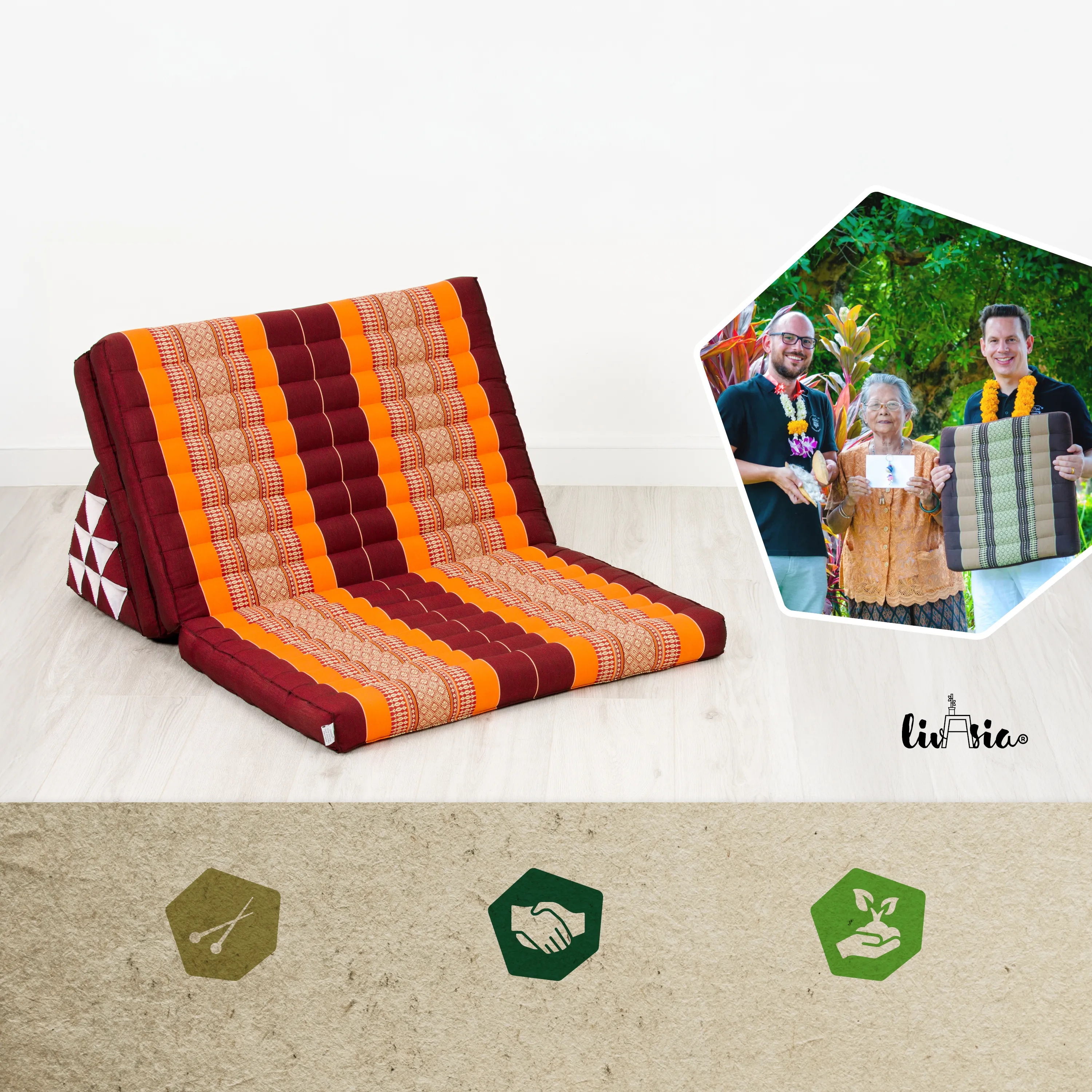 Coussin thaï en kapok largeur XXL