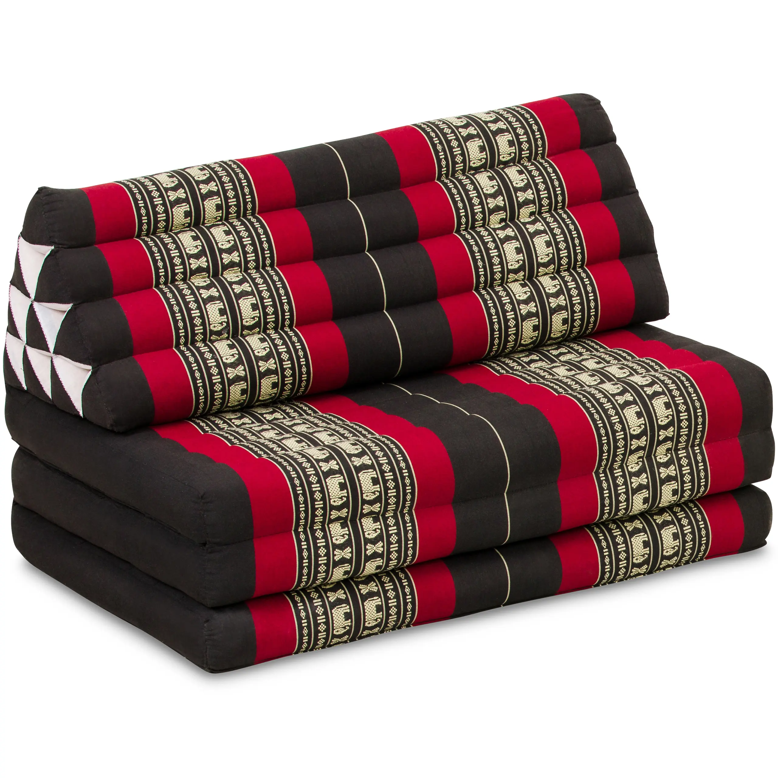 Coussin De Méditation Pliable En Kapok 100% - Motif éléphants Rouges 25.5x19.5 Pouces