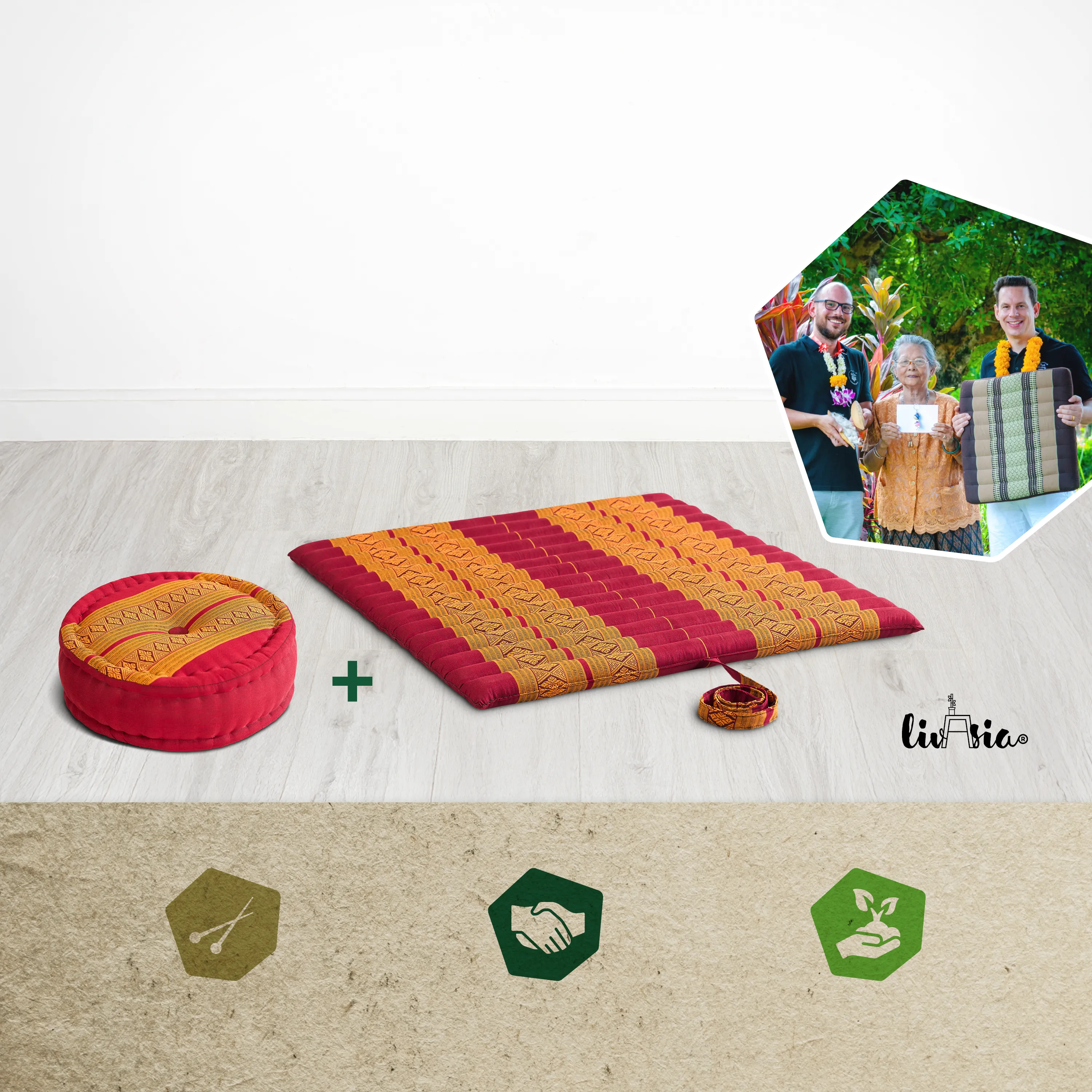 Set de coussins de méditation en kapok XL