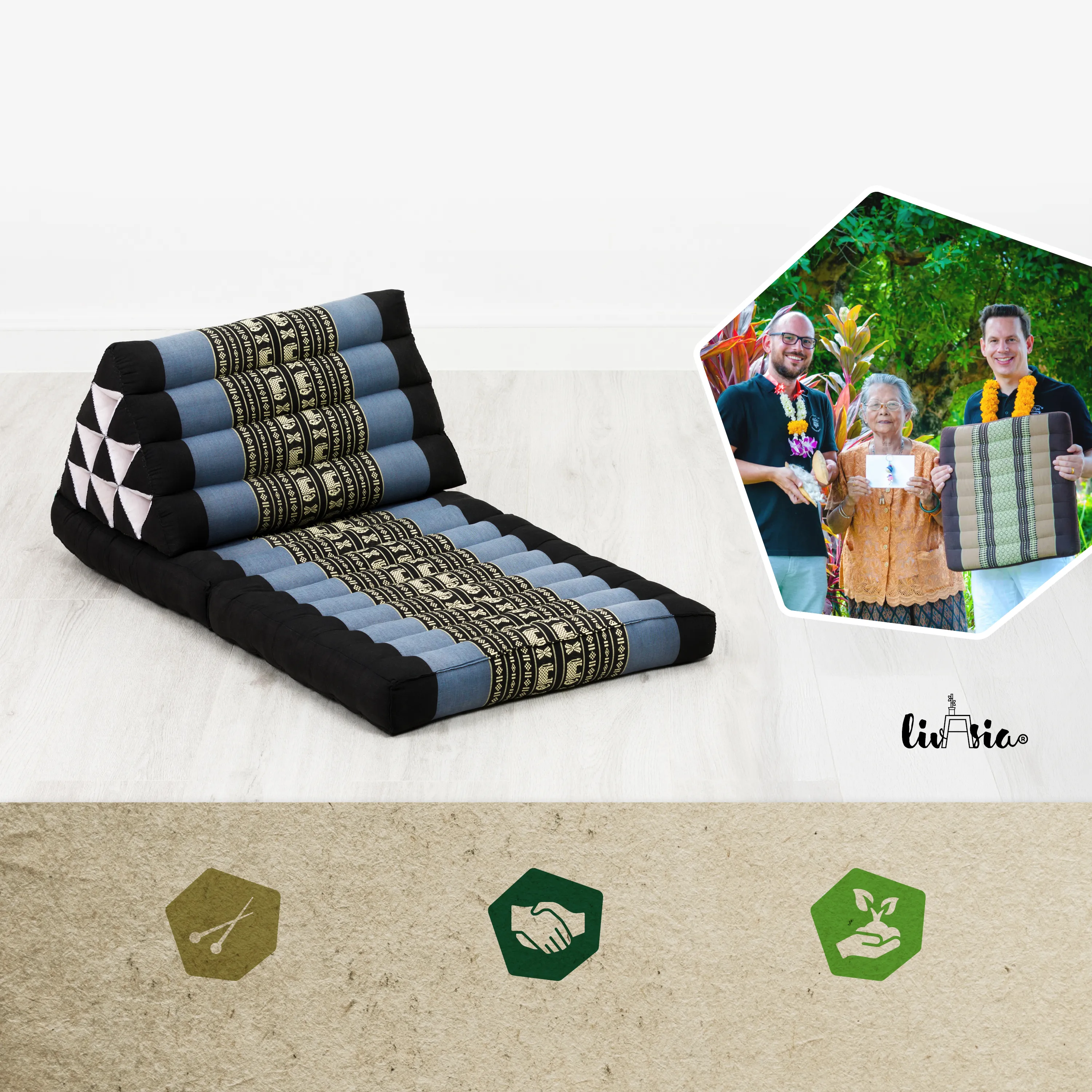 Coussin thaï avec matelas 2 parties en kapok