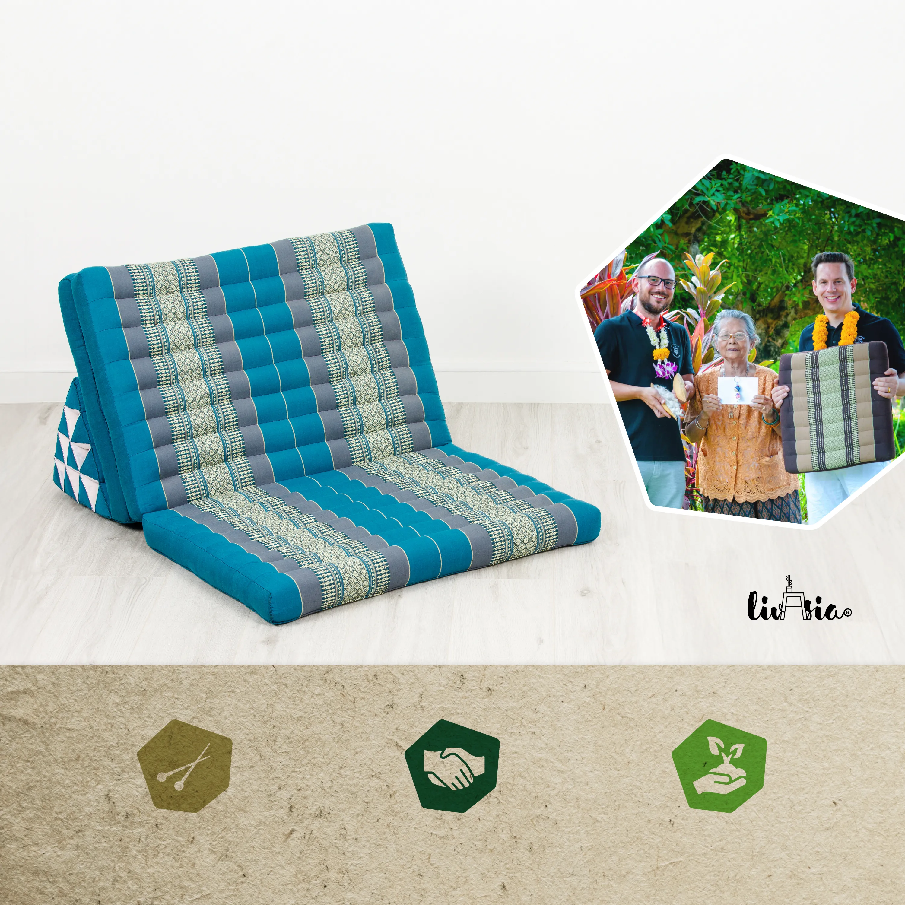 Coussin thaï en kapok largeur XXL