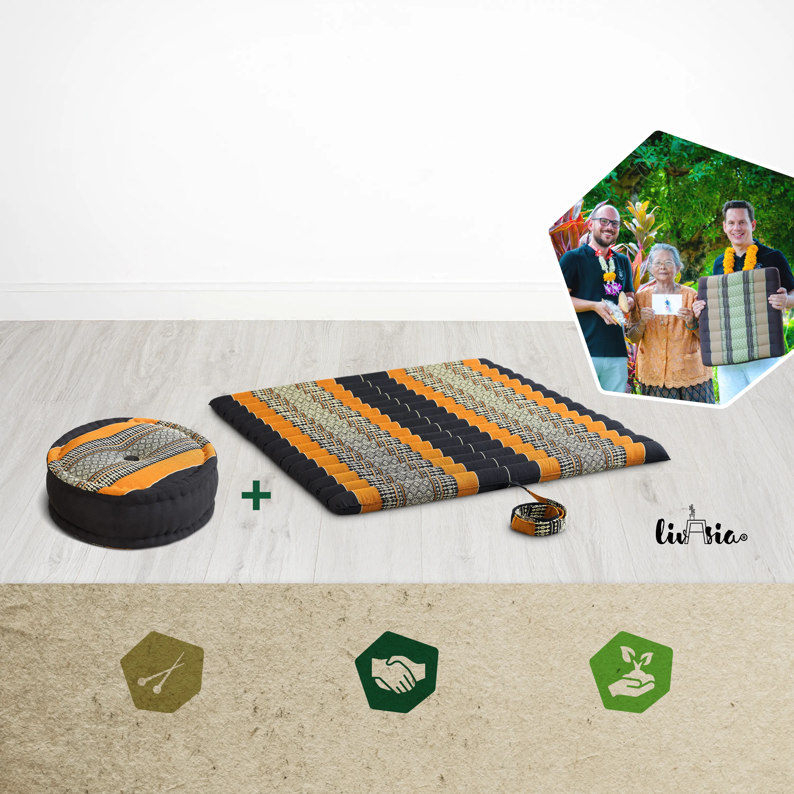 Set de coussins de méditation en kapok XL