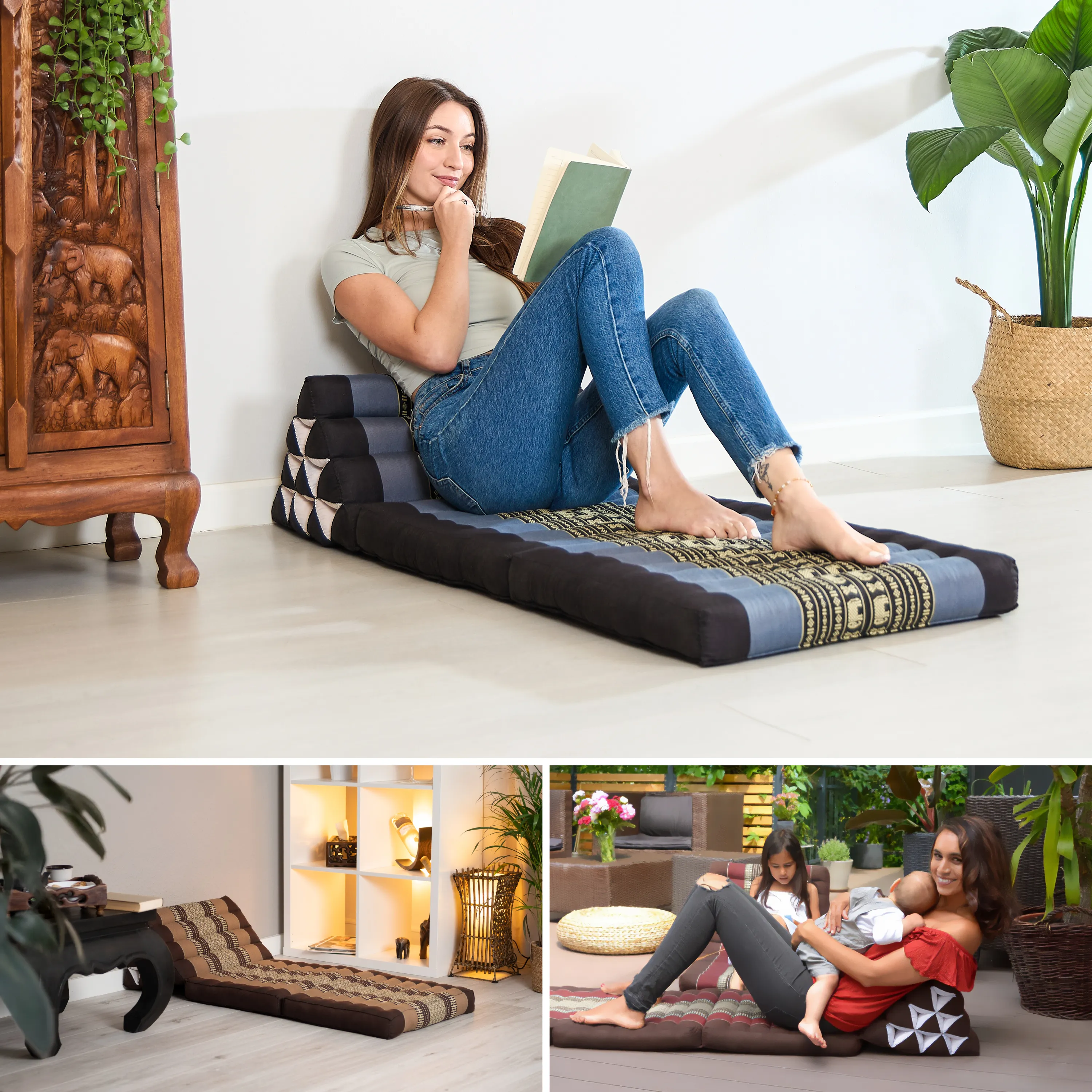 Coussin thaï avec matelas 2 parties en kapok