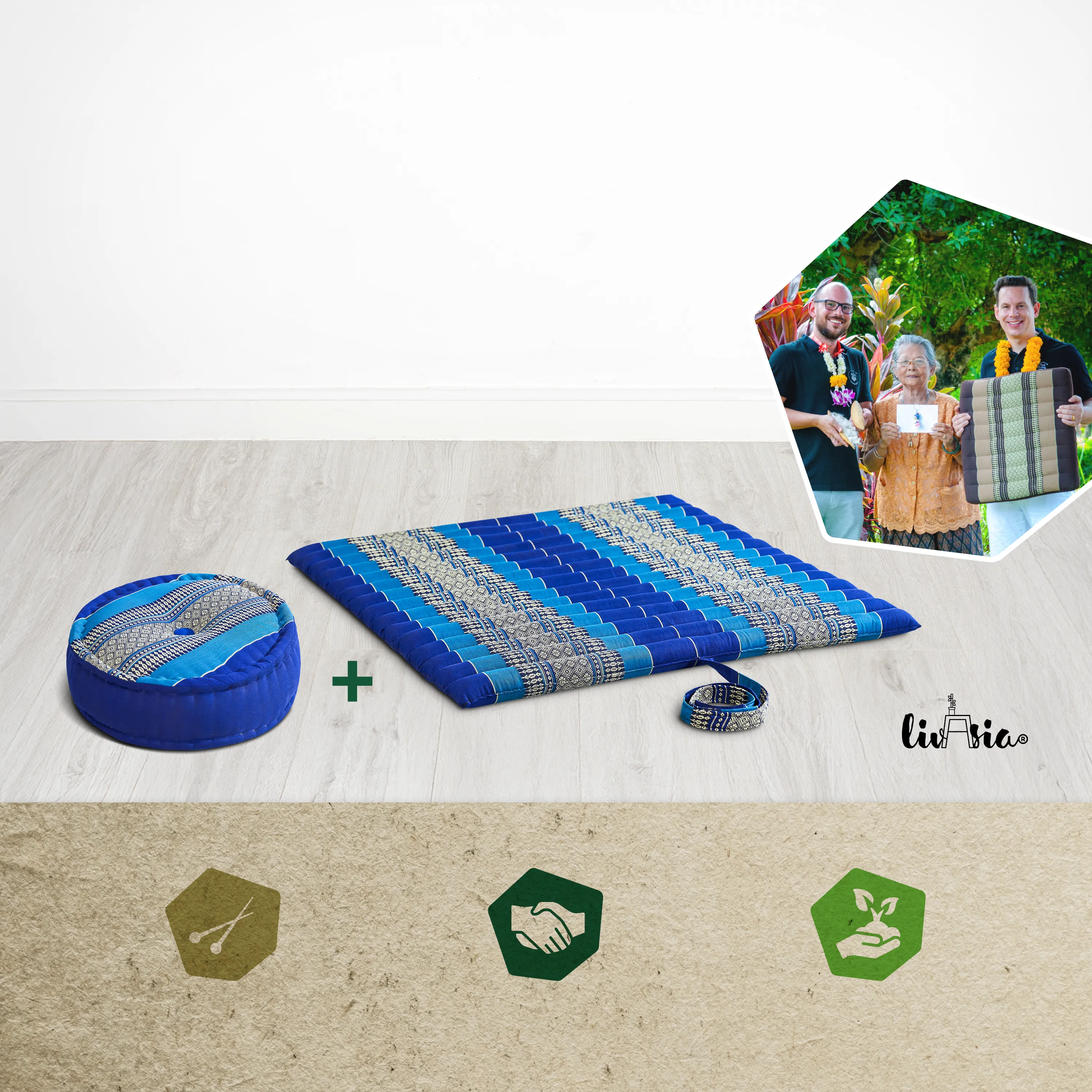 Set de coussins de méditation en kapok XL