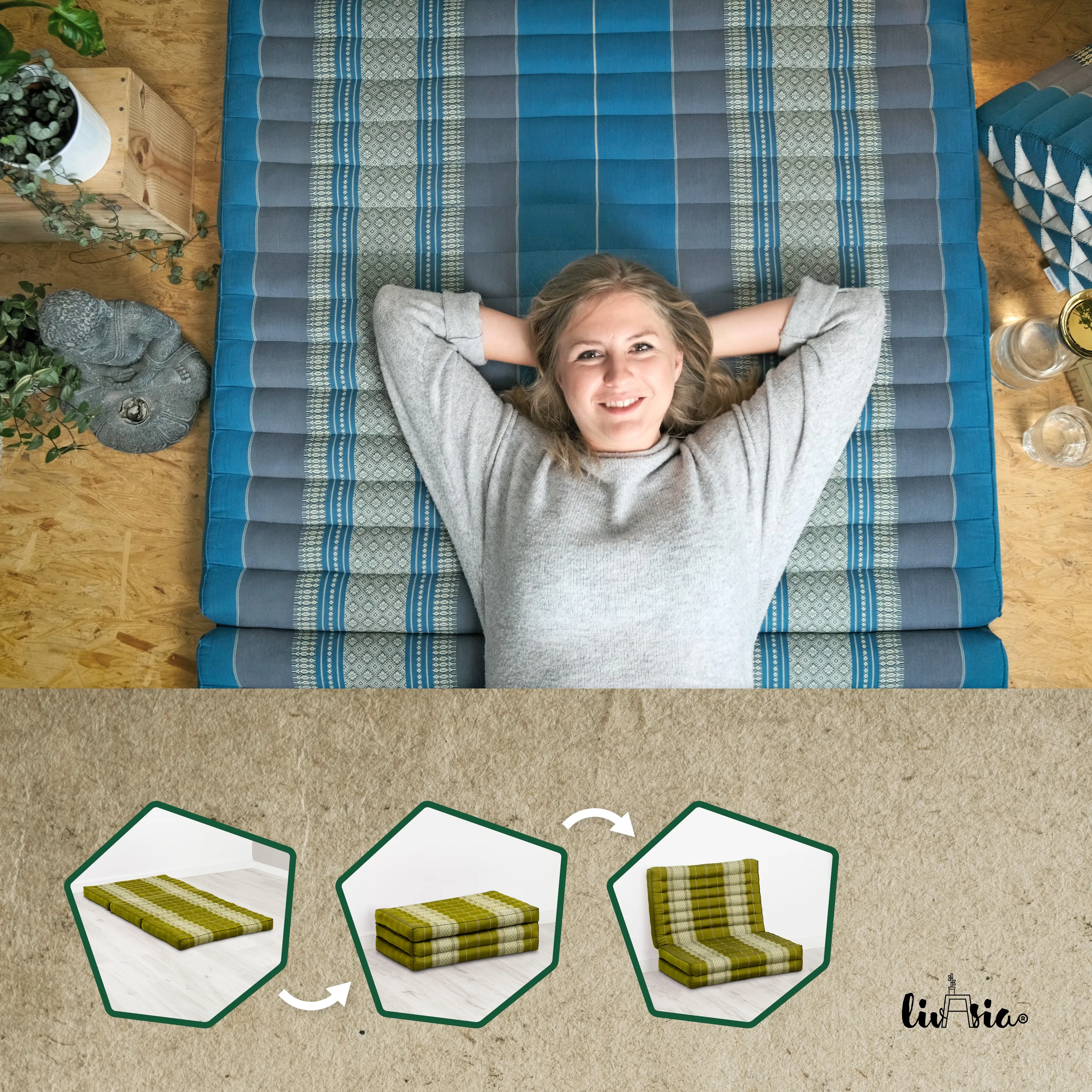 Matelas pliable pour enfant en kapok, 70 cm de large