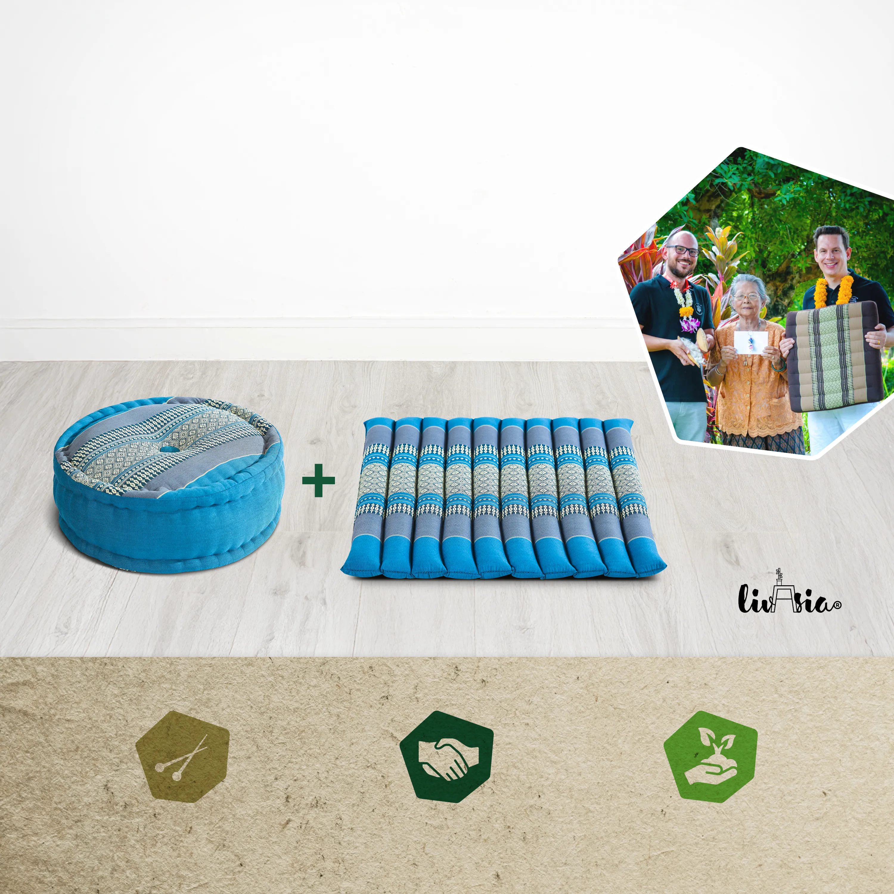 Set de coussins de méditation en kapok L