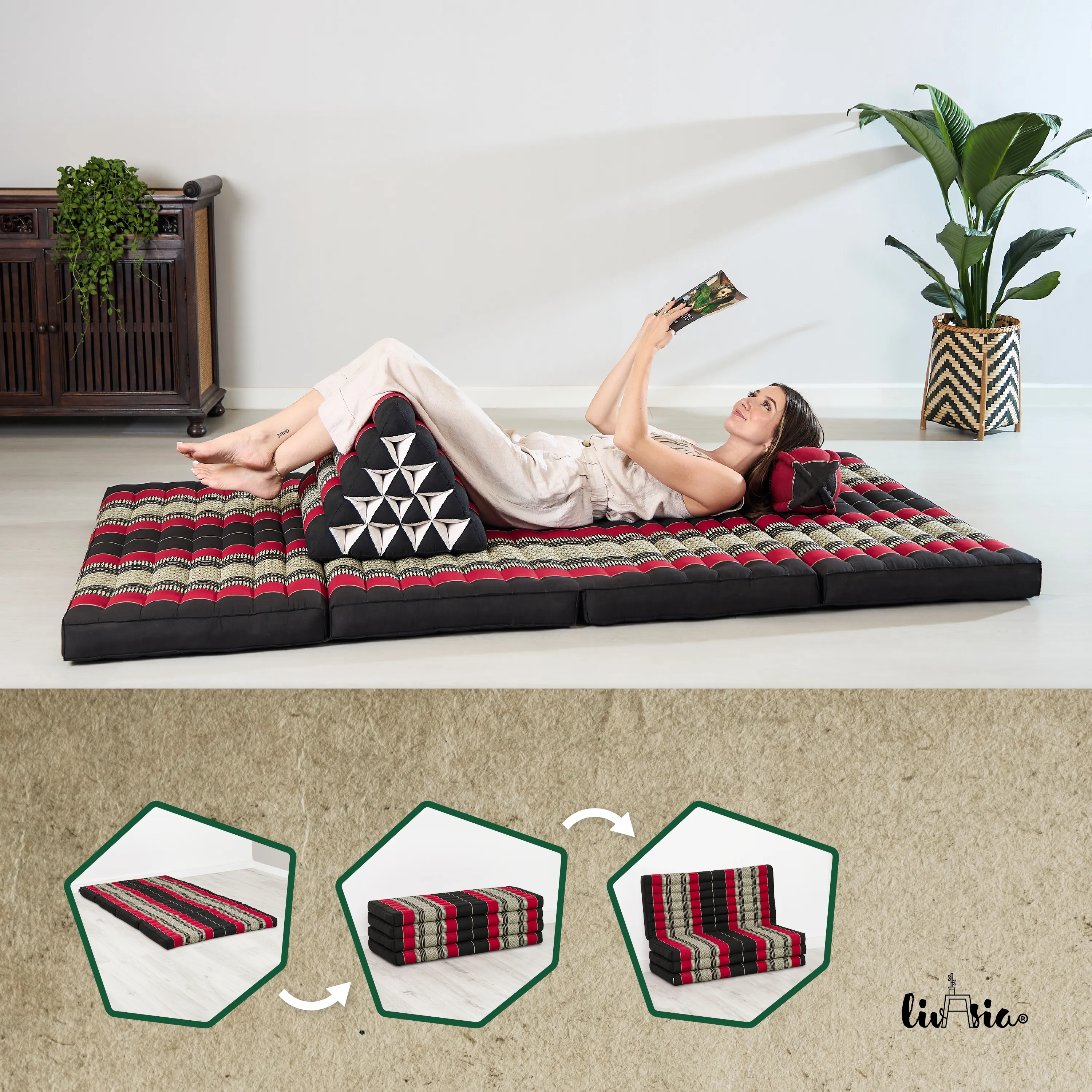 Matelas pliable en kapok, 110 cm de large, Classic