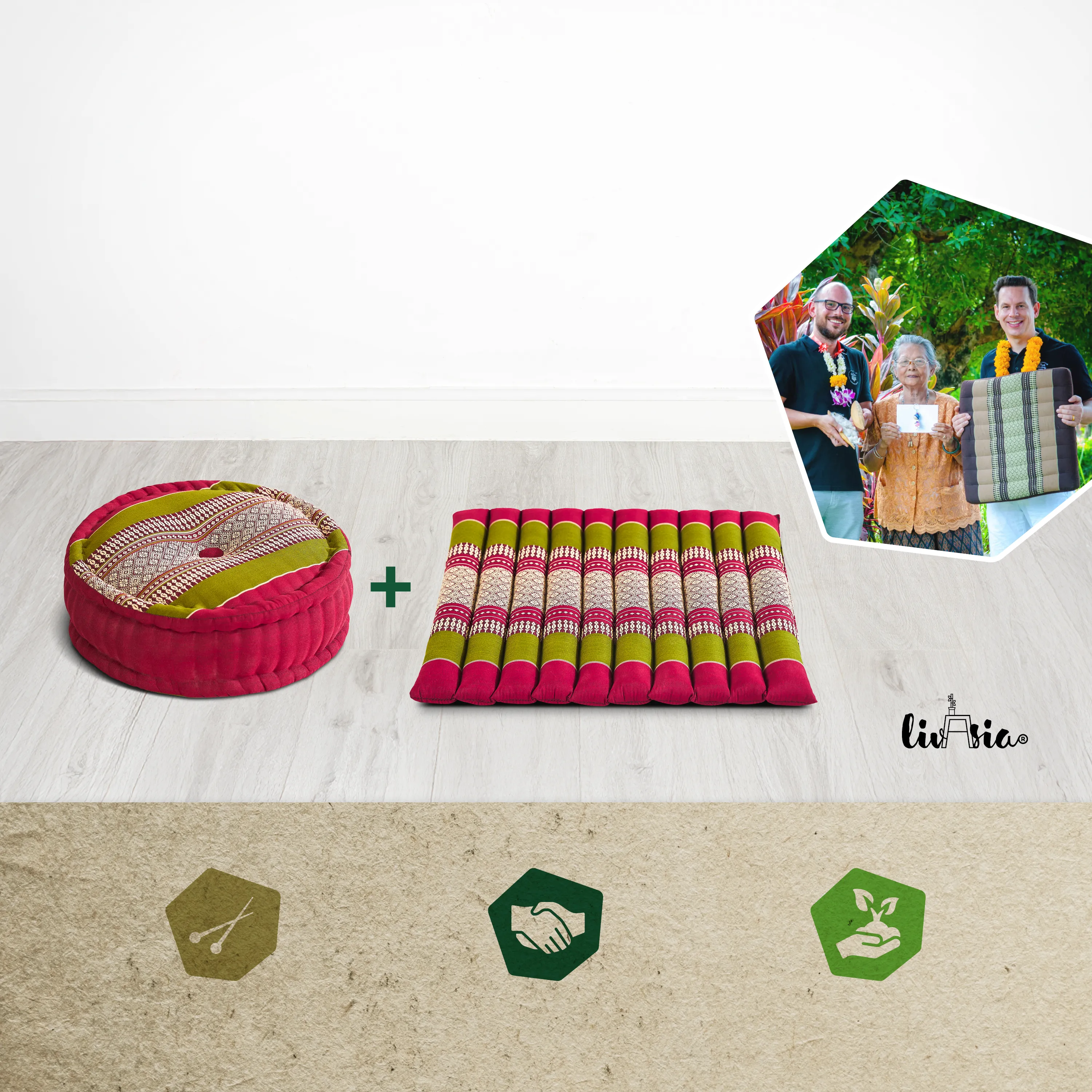 Set de coussins de méditation en kapok L