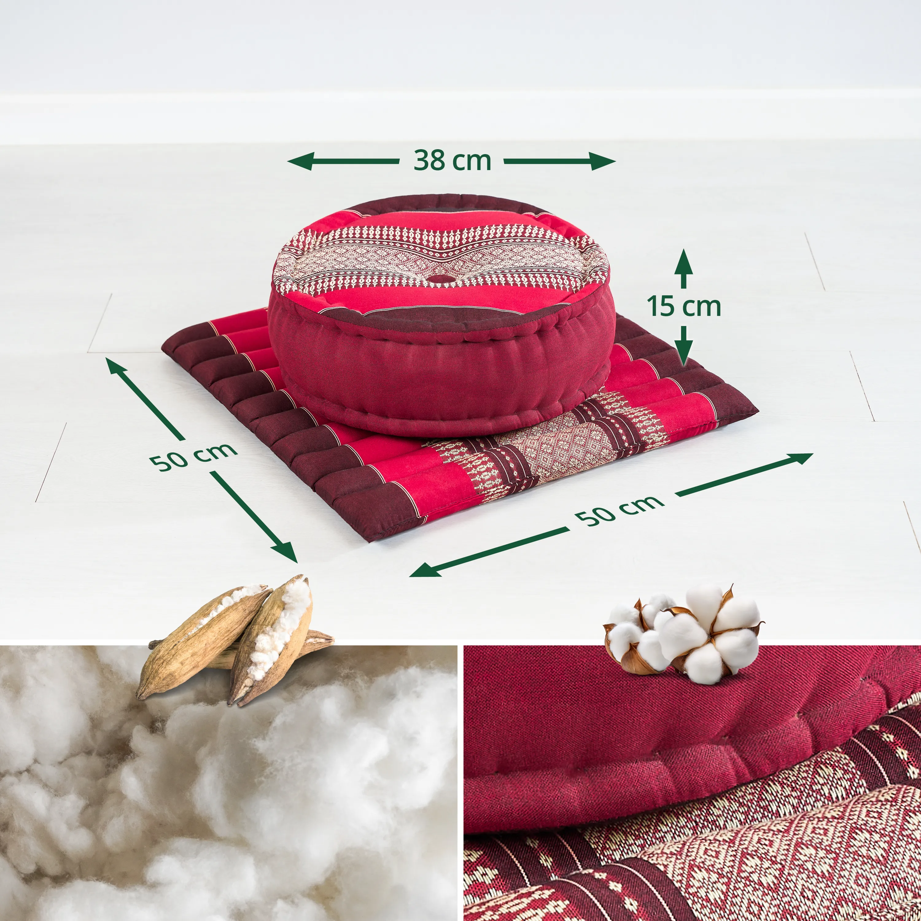 Set de coussins de méditation en kapok L