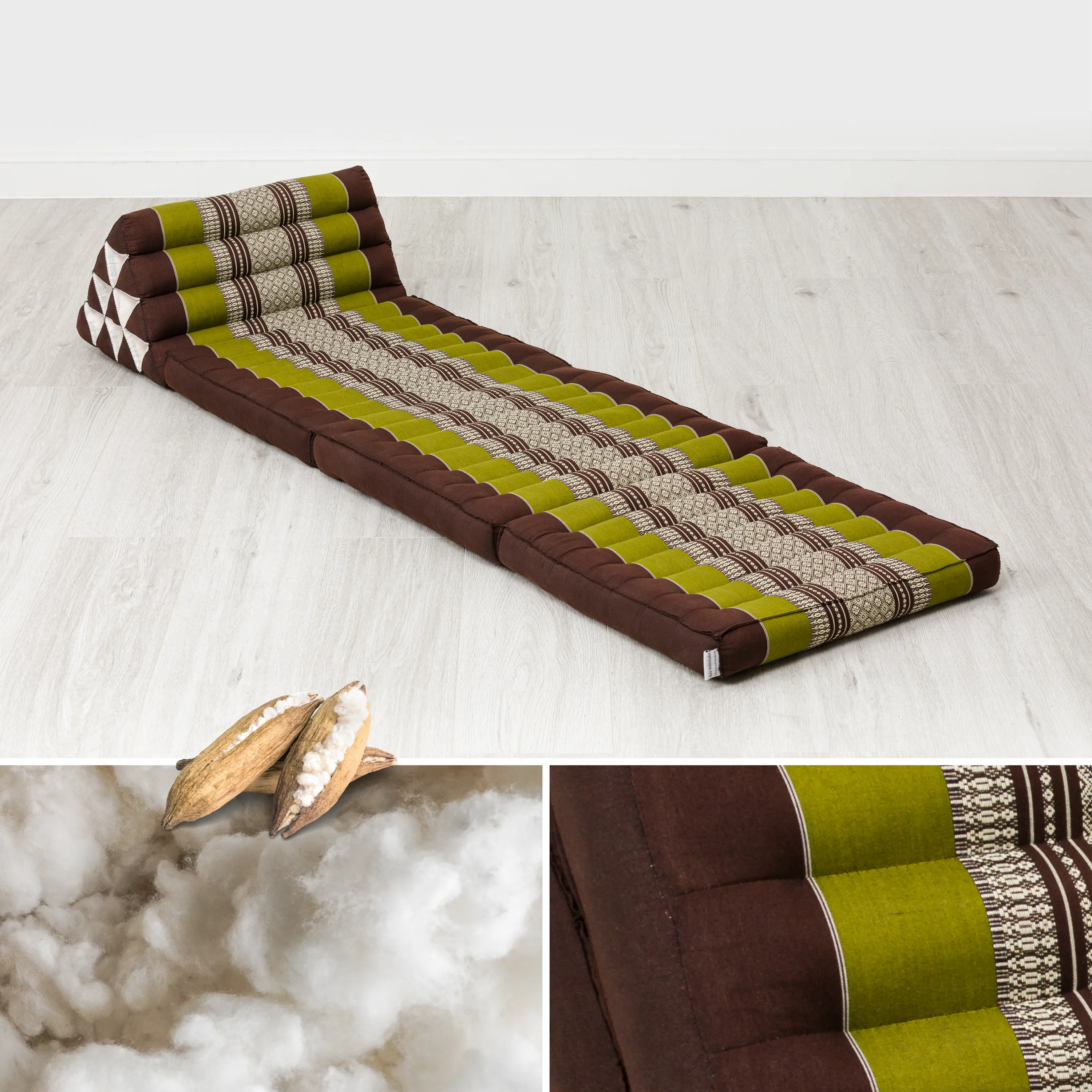 Coussin thaï avec matelas 3 parties en kapok, Classic