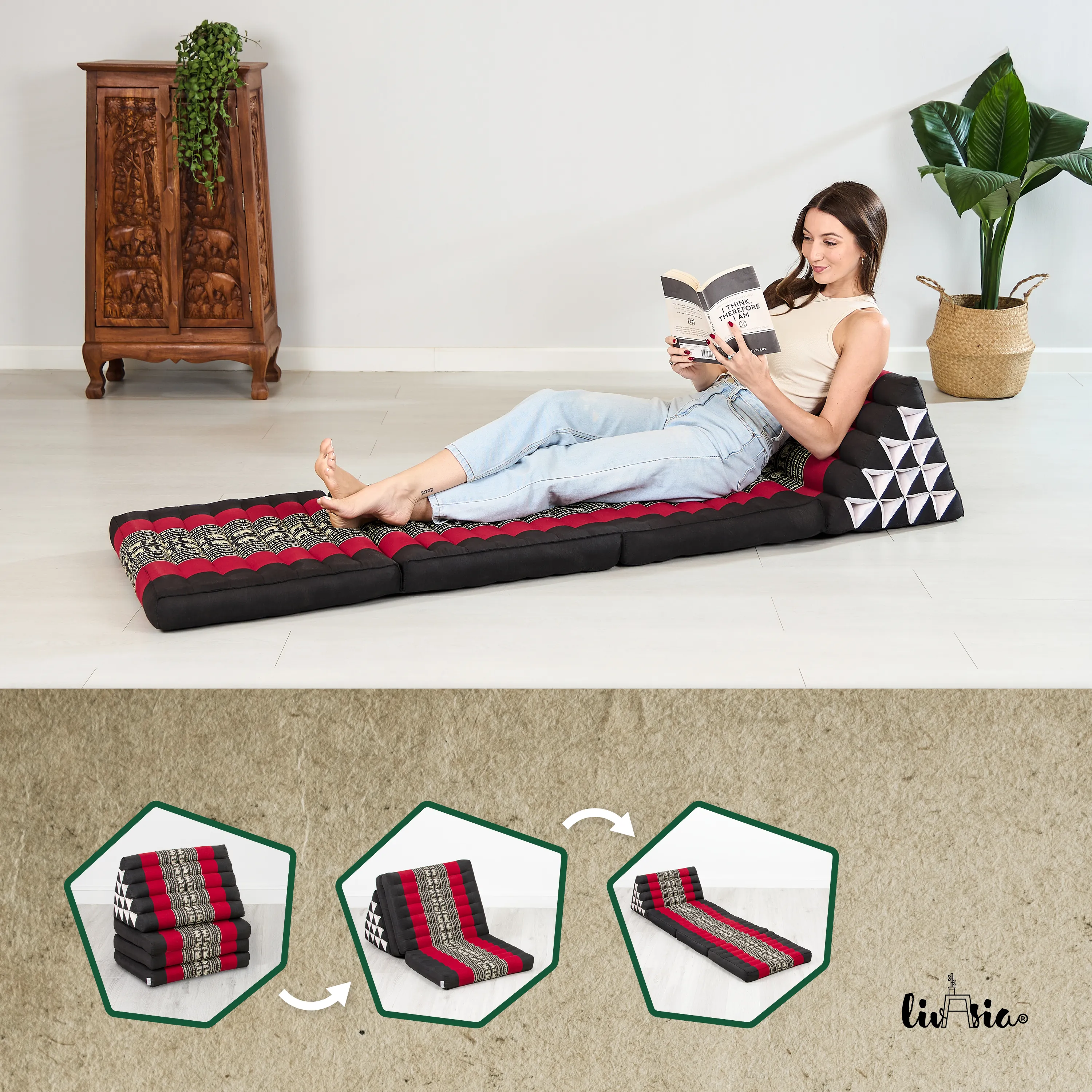 Coussin thaï en kapok hauteur XXL