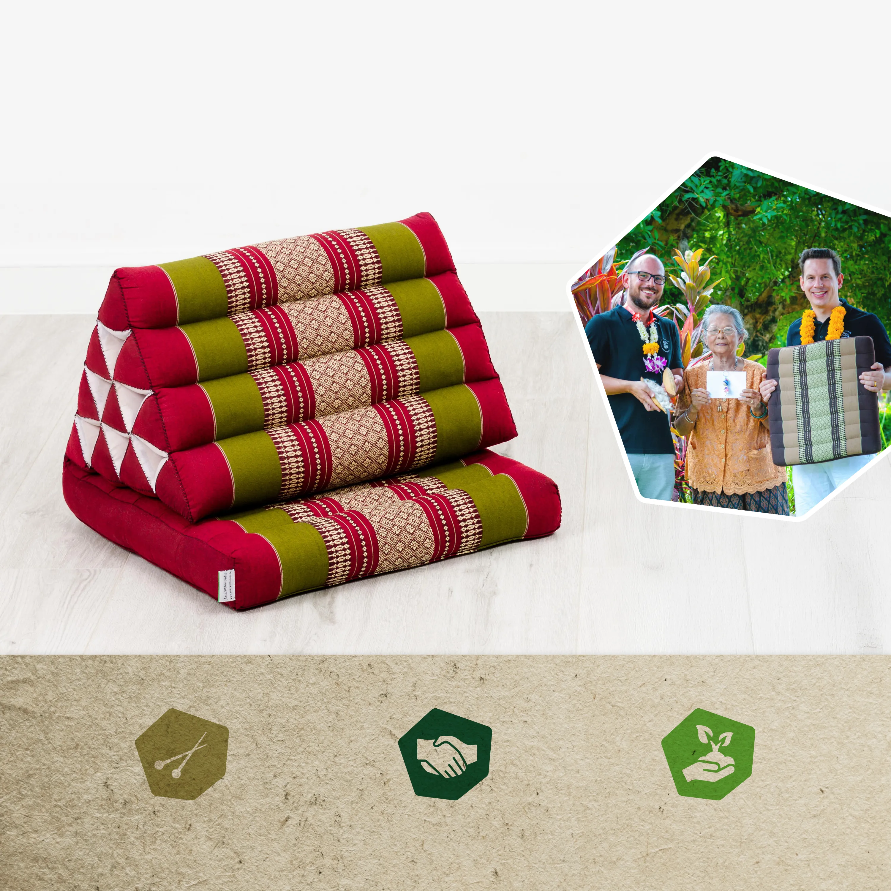 Coussin thaï avec matelas 1 partie en kapok