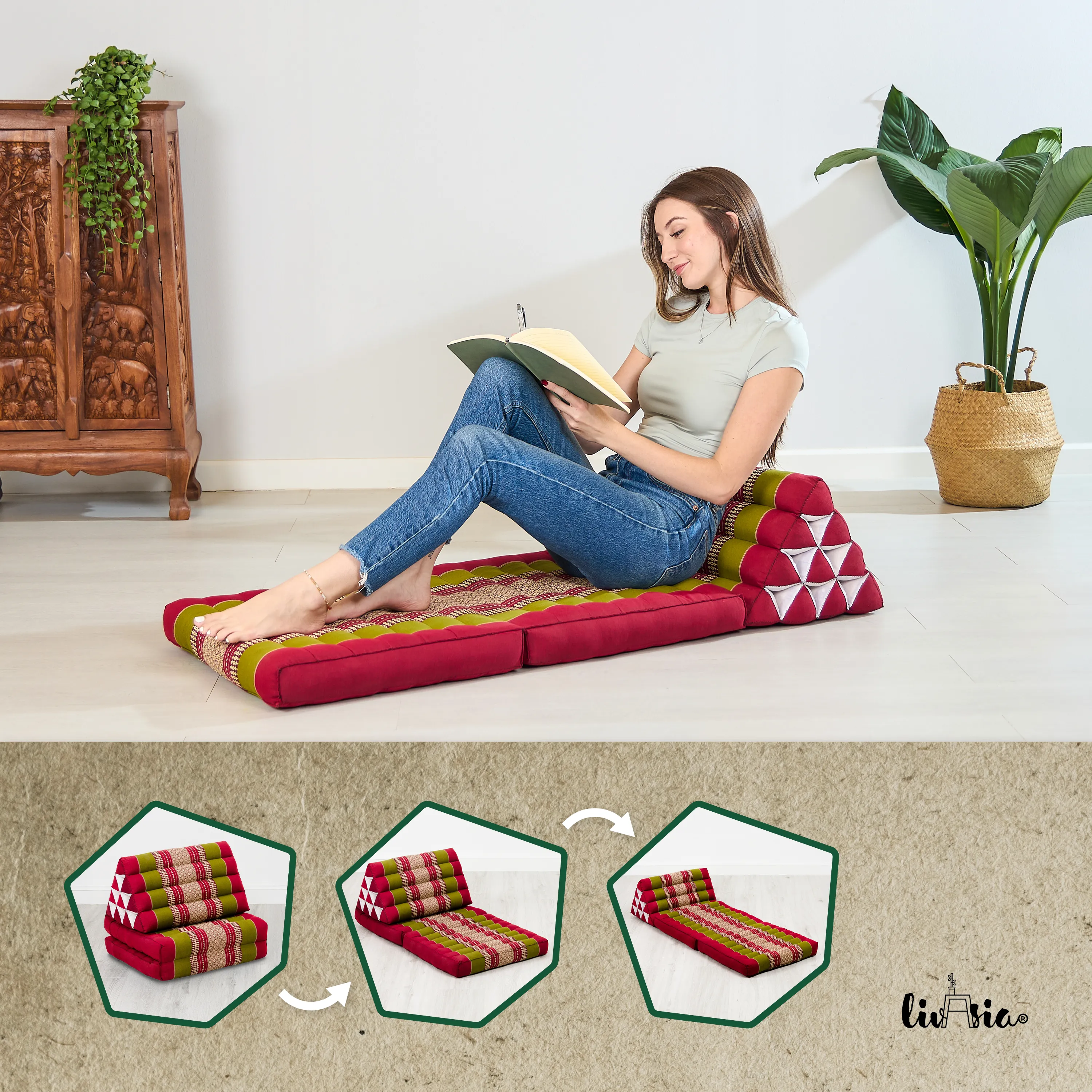Coussin thaï avec matelas 2 parties en kapok
