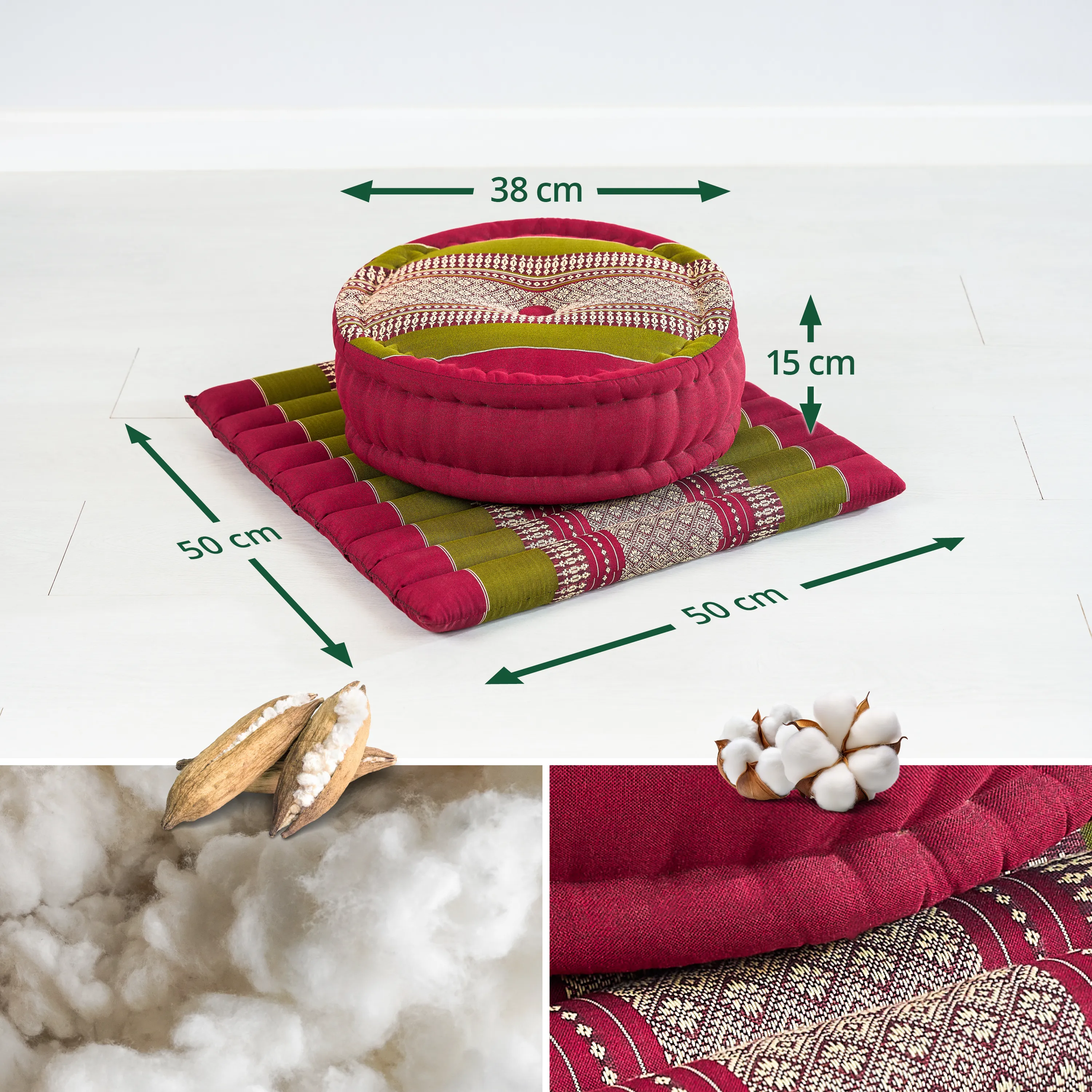Set de coussins de méditation en kapok L