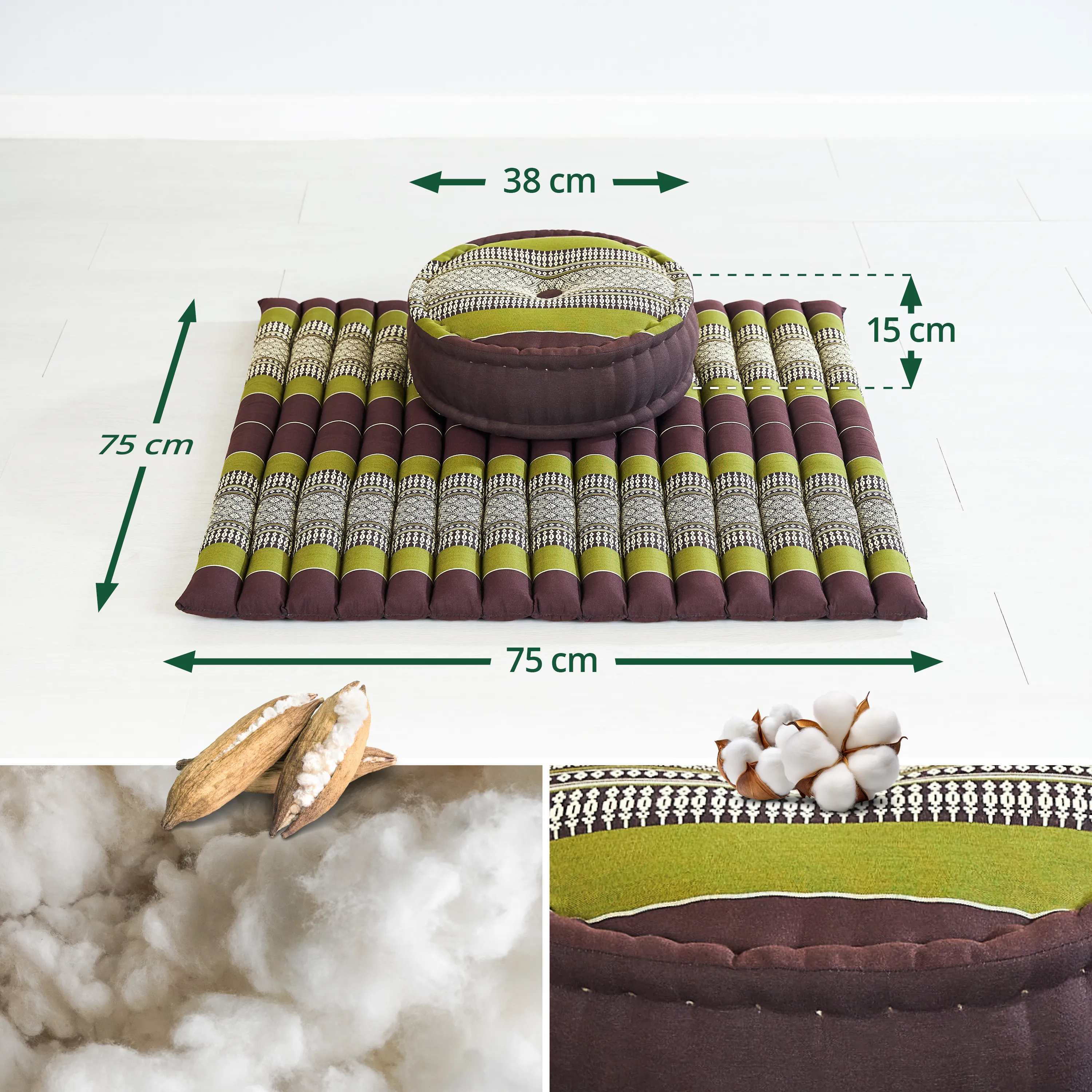 Set de coussins de méditation en kapok XL