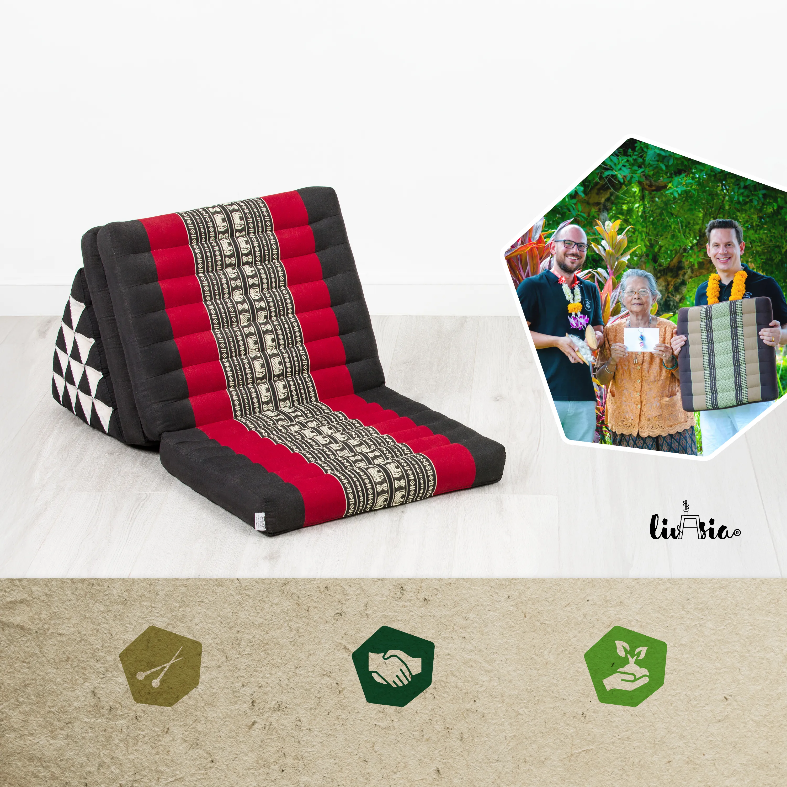 Coussin thaï en kapok hauteur XXL