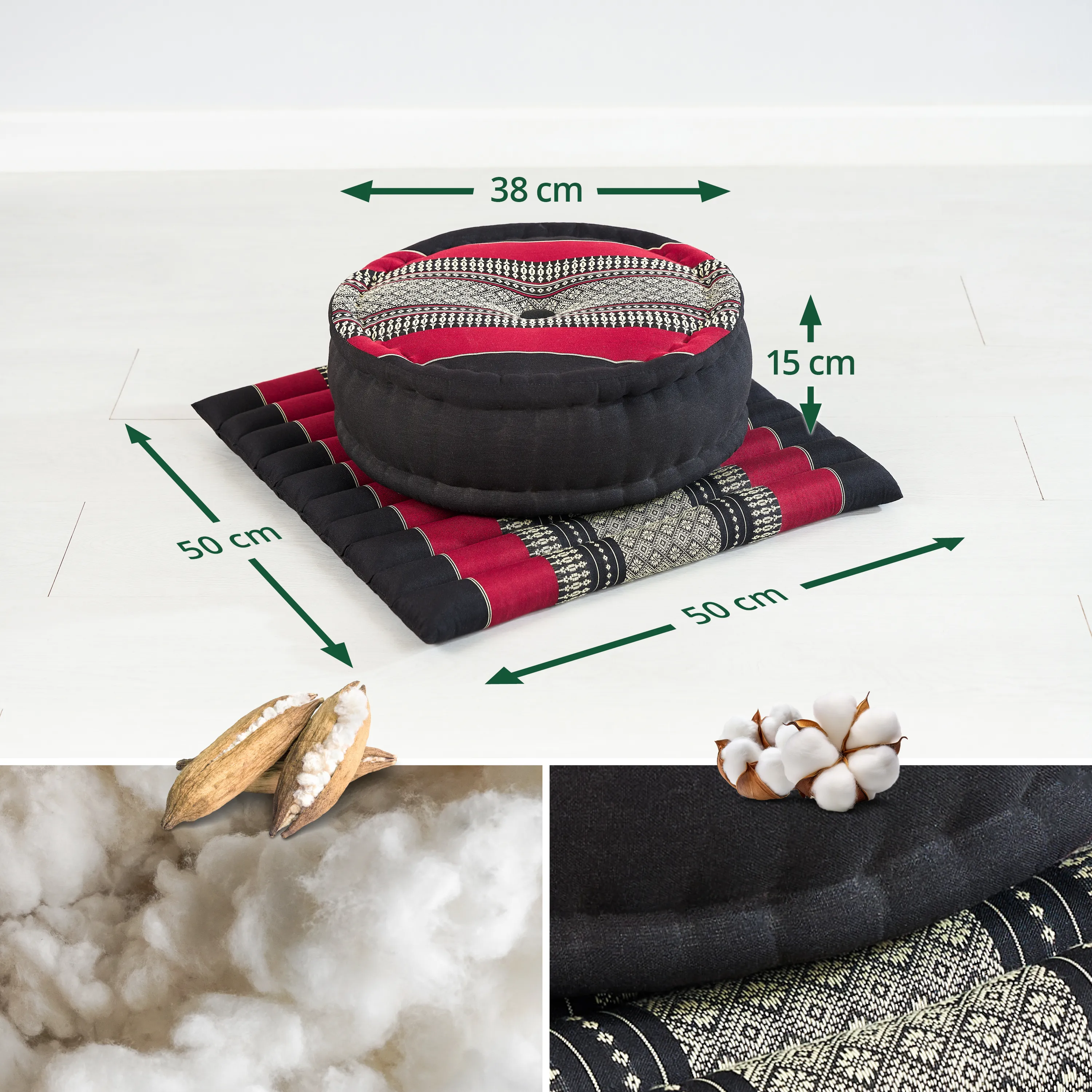 Set de coussins de méditation en kapok L