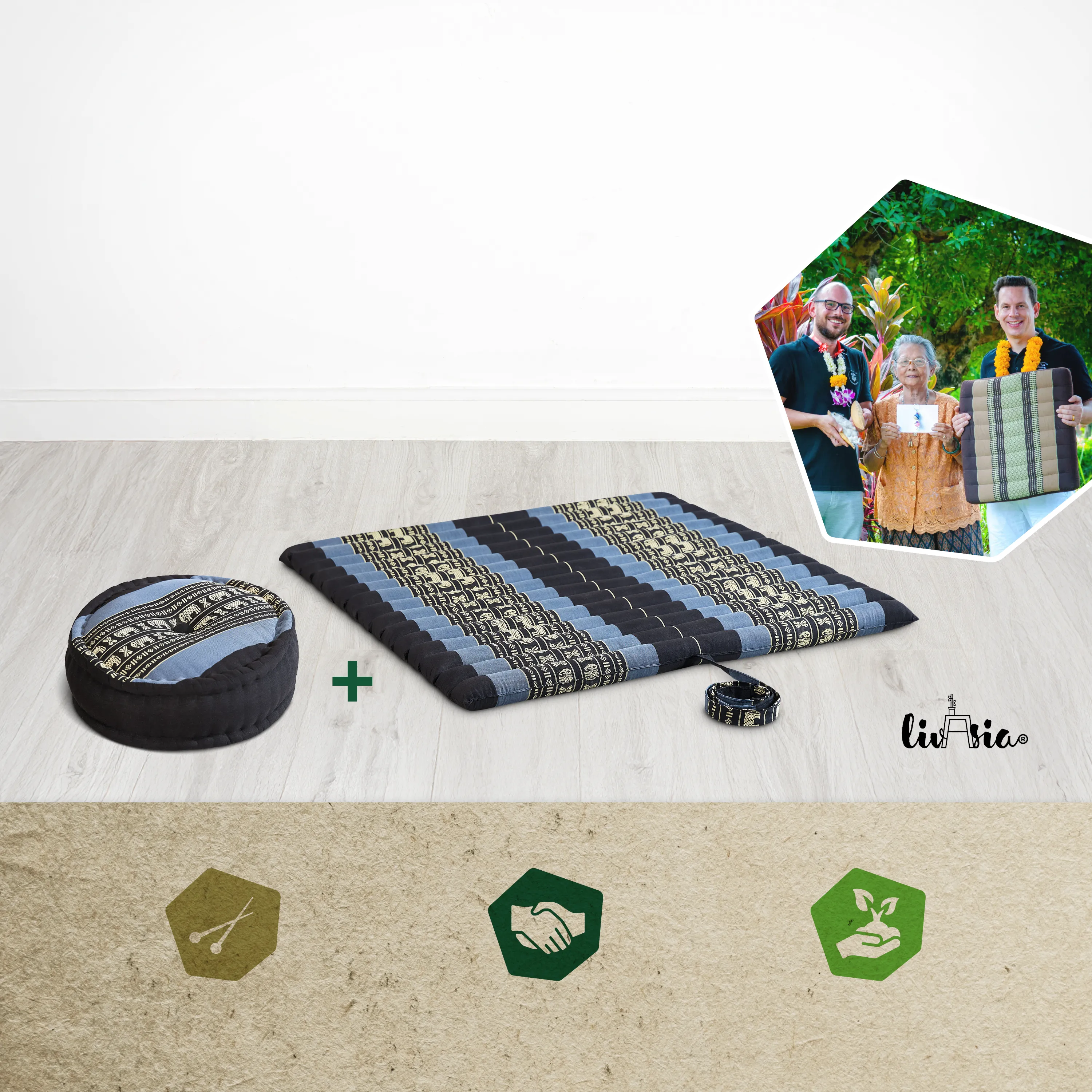 Set de coussins de méditation en kapok XL