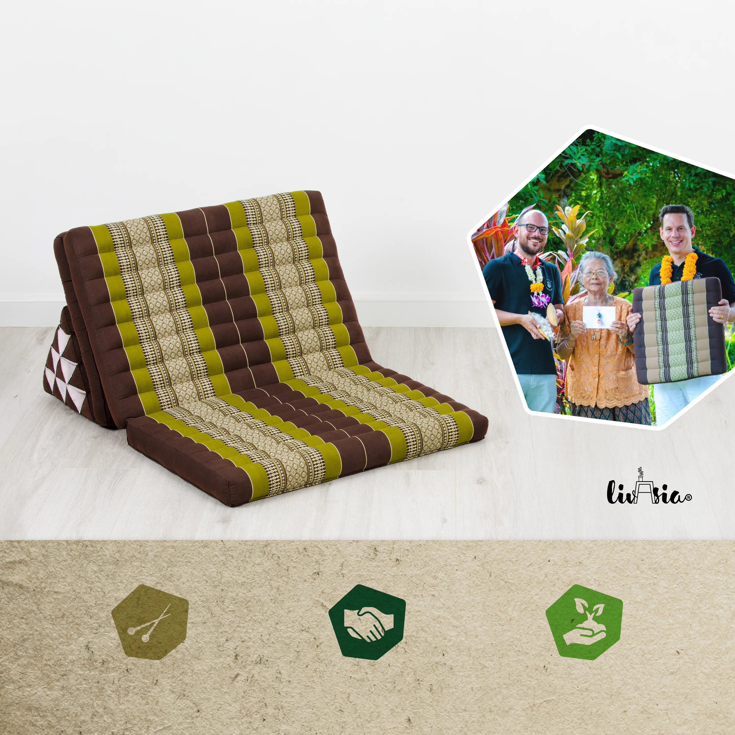 Coussin thaï en kapok largeur XXL