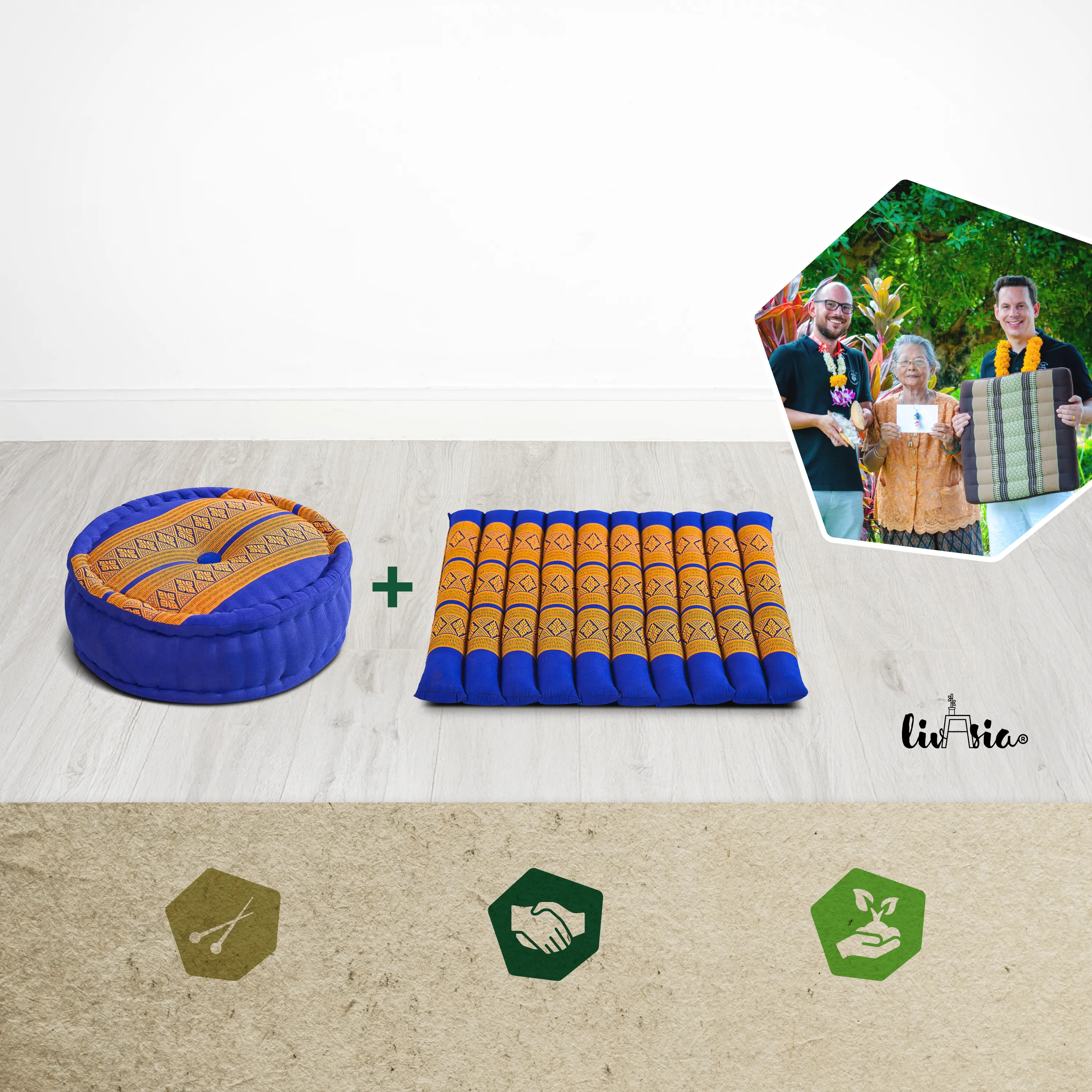 Set de coussins de méditation en kapok L