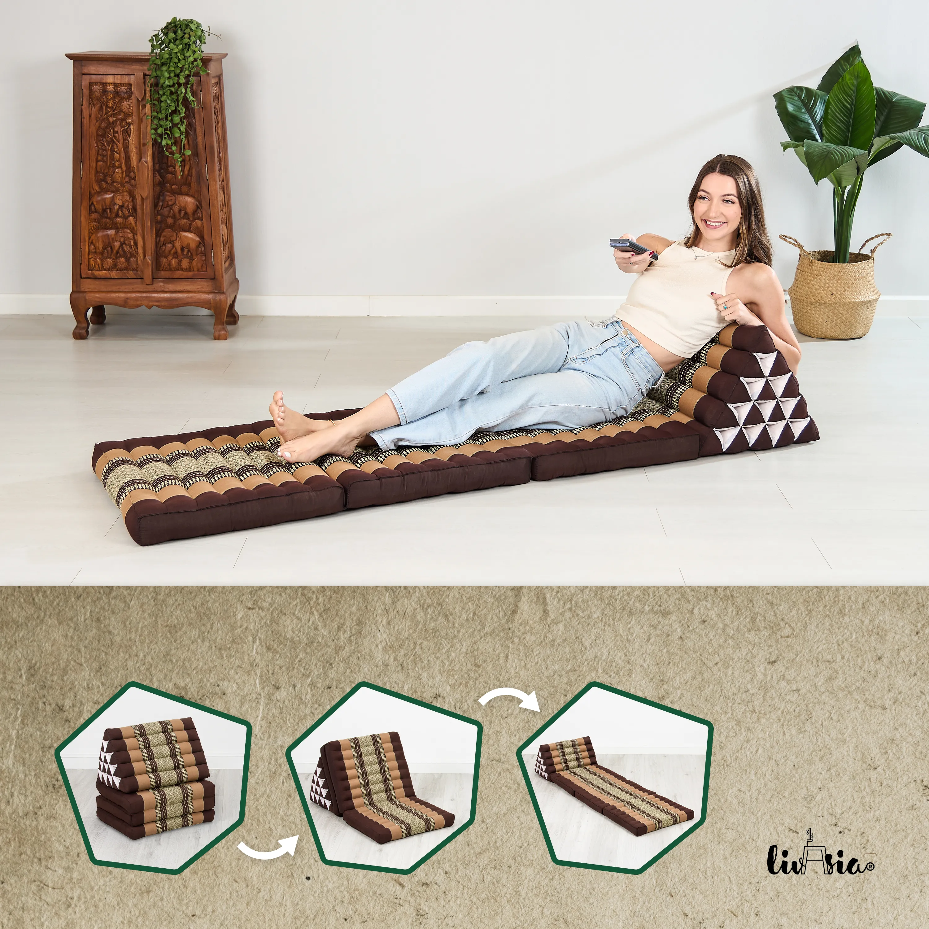 Coussin thaï en kapok hauteur XXL