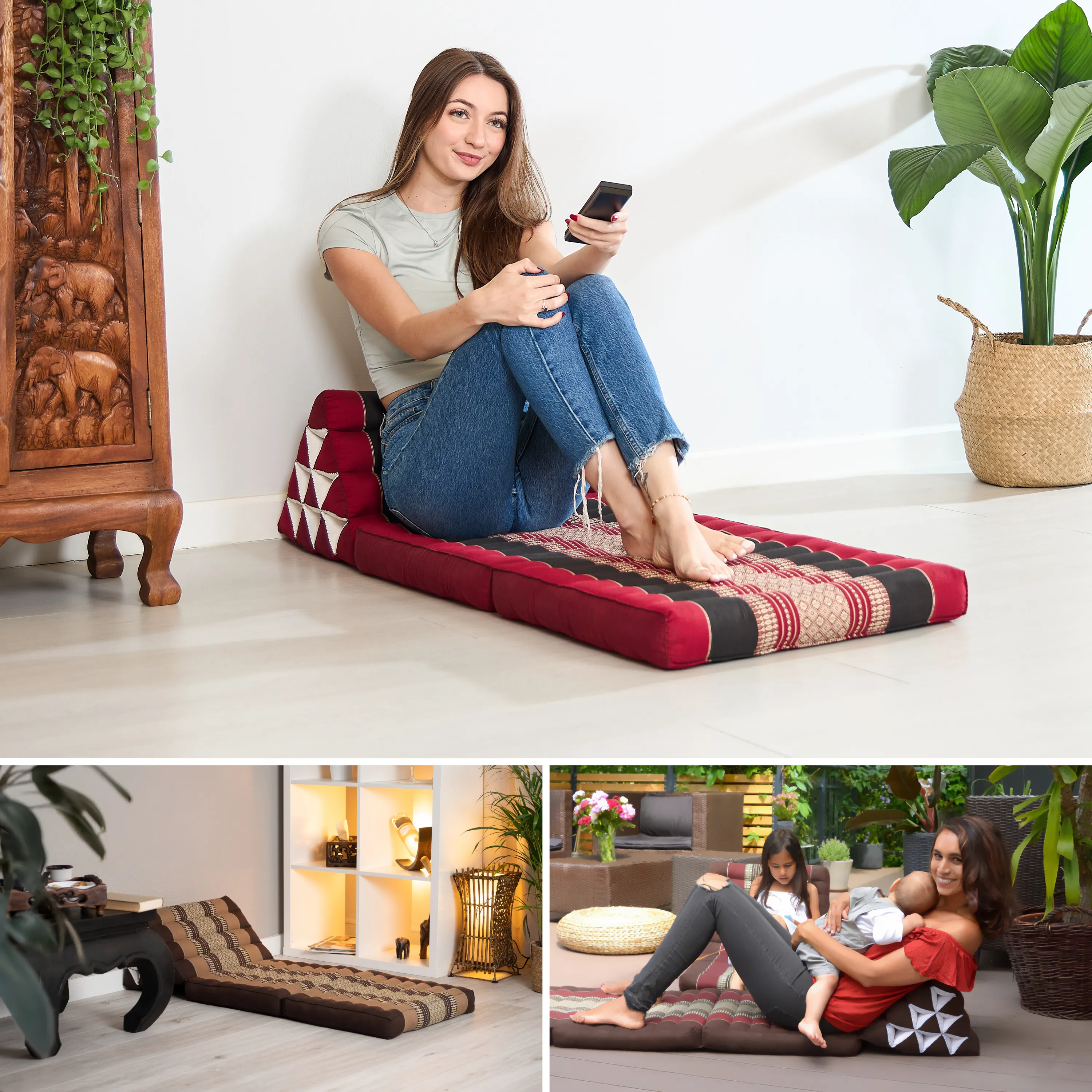 Coussin thaï avec matelas 2 parties en kapok