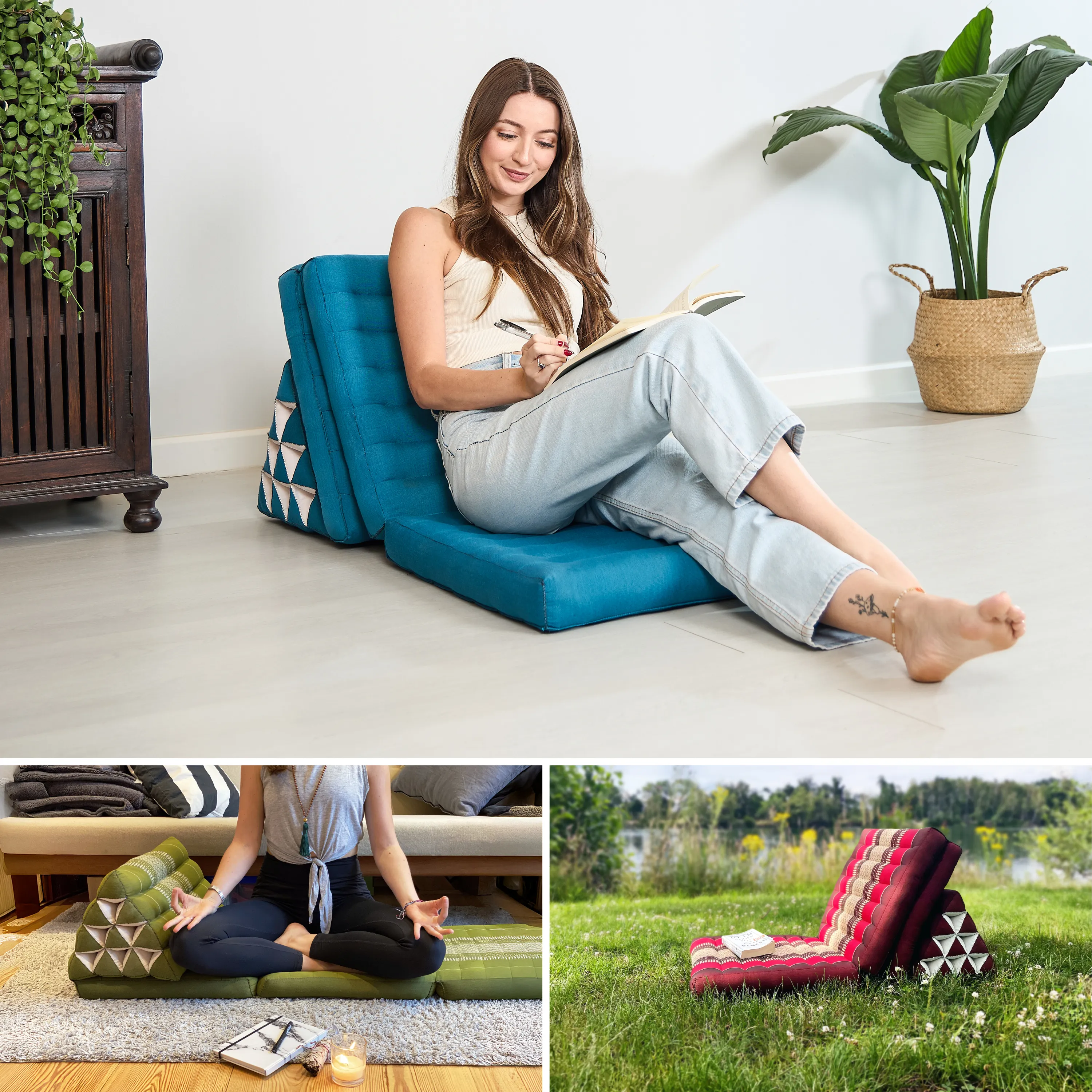 Coussin thaï avec matelas 3 parties en kapok, Basic