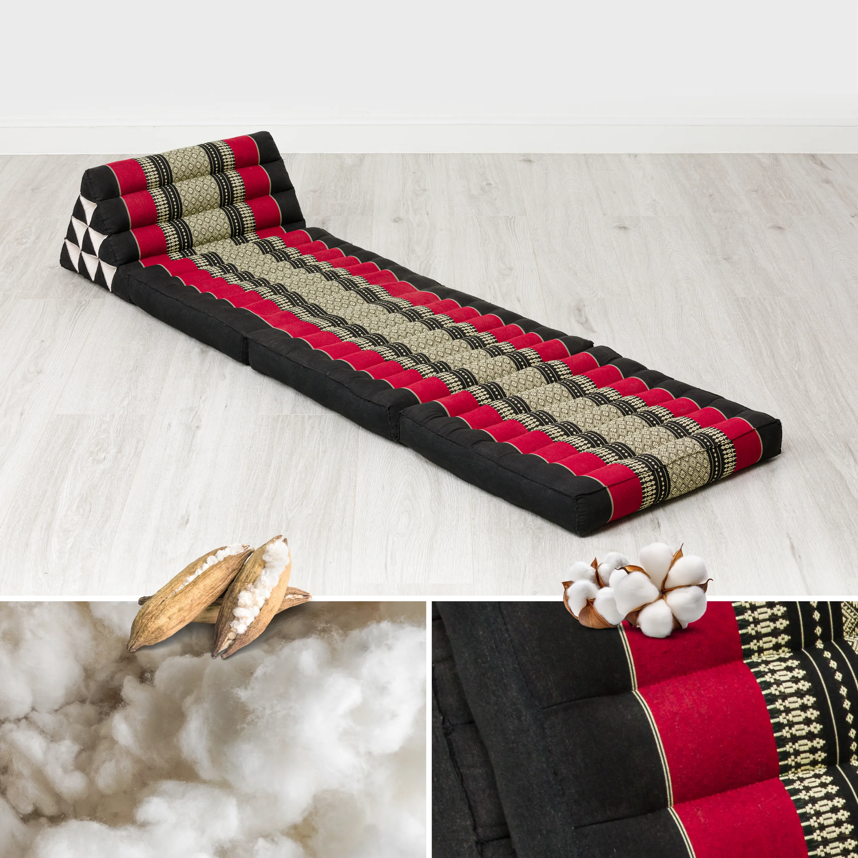 Coussin thaï avec matelas 3 parties en kapok, Classic