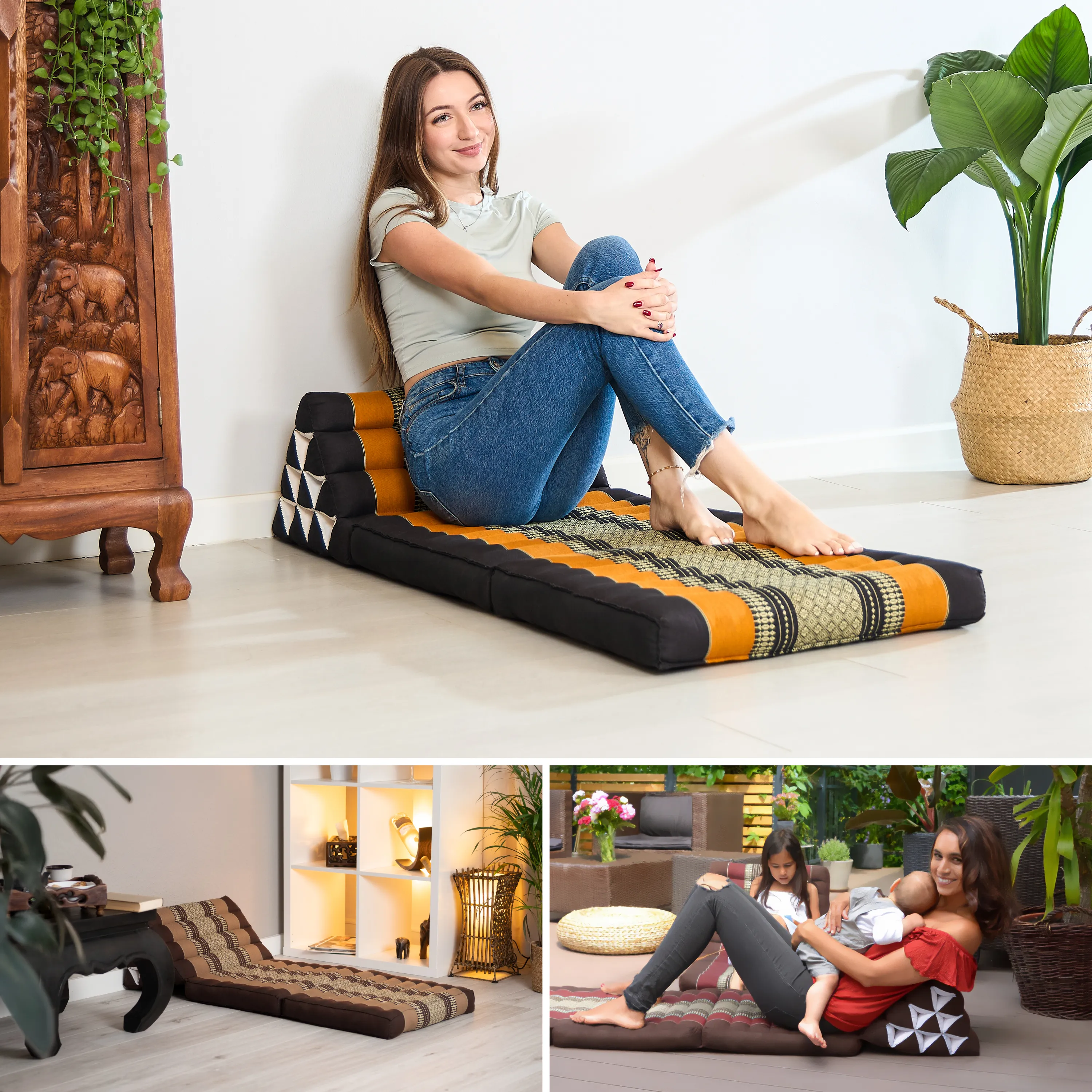 Coussin thaï avec matelas 2 parties en kapok