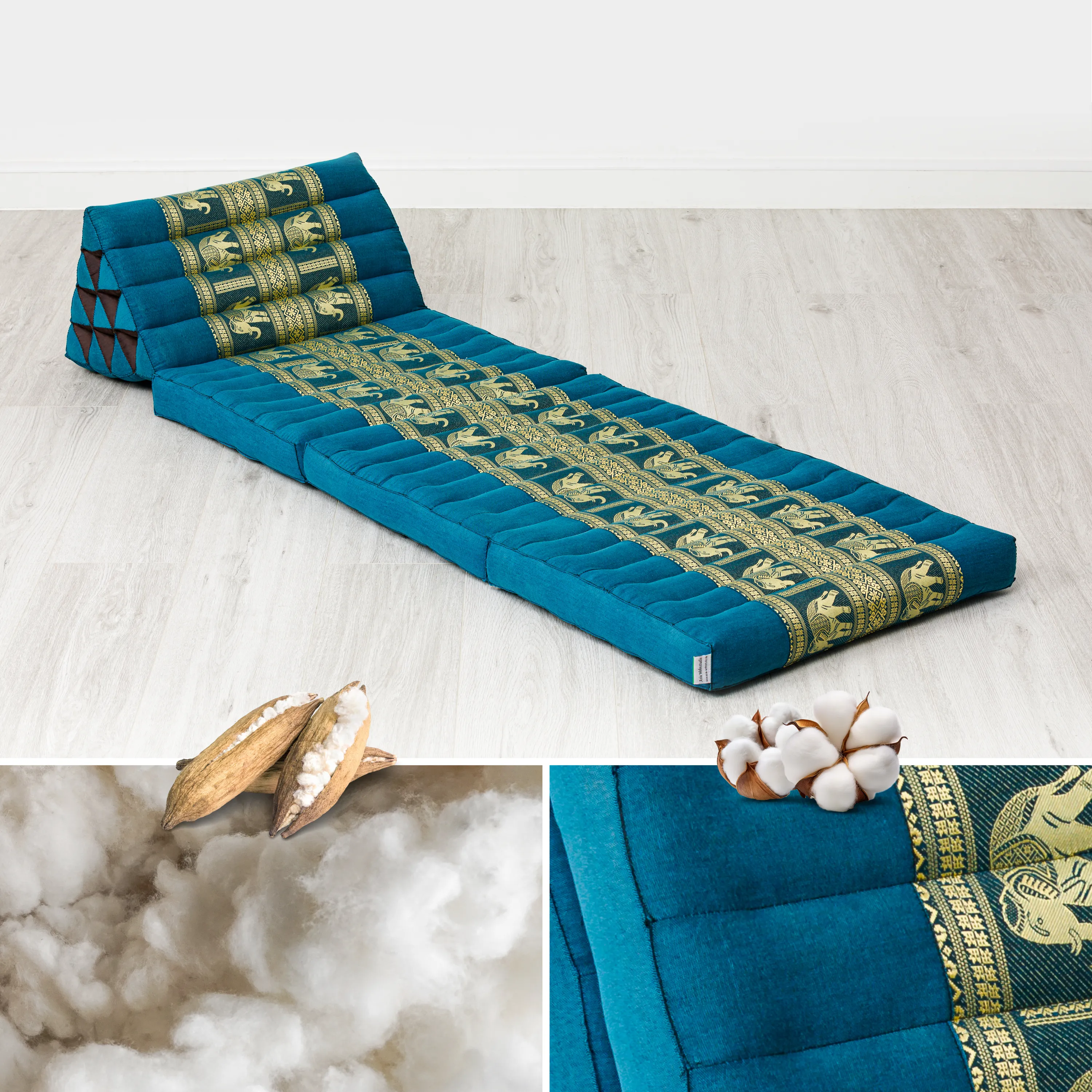 Coussin thaï avec matelas 3 parties en kapok, Deluxe