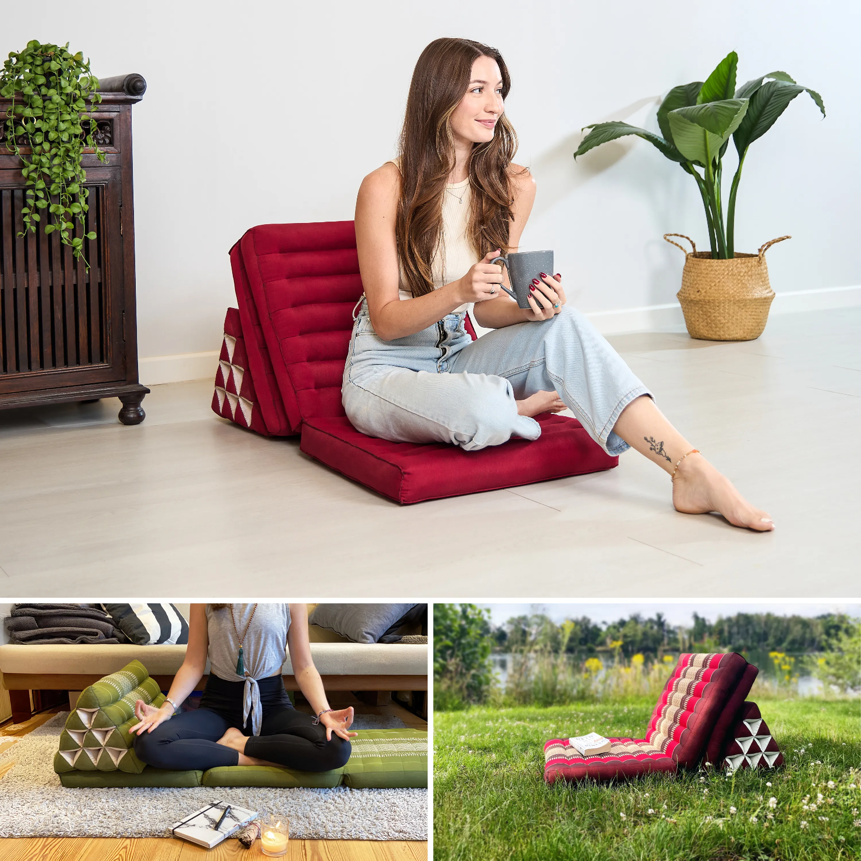 Coussin thaï avec matelas 3 parties en kapok, Basic