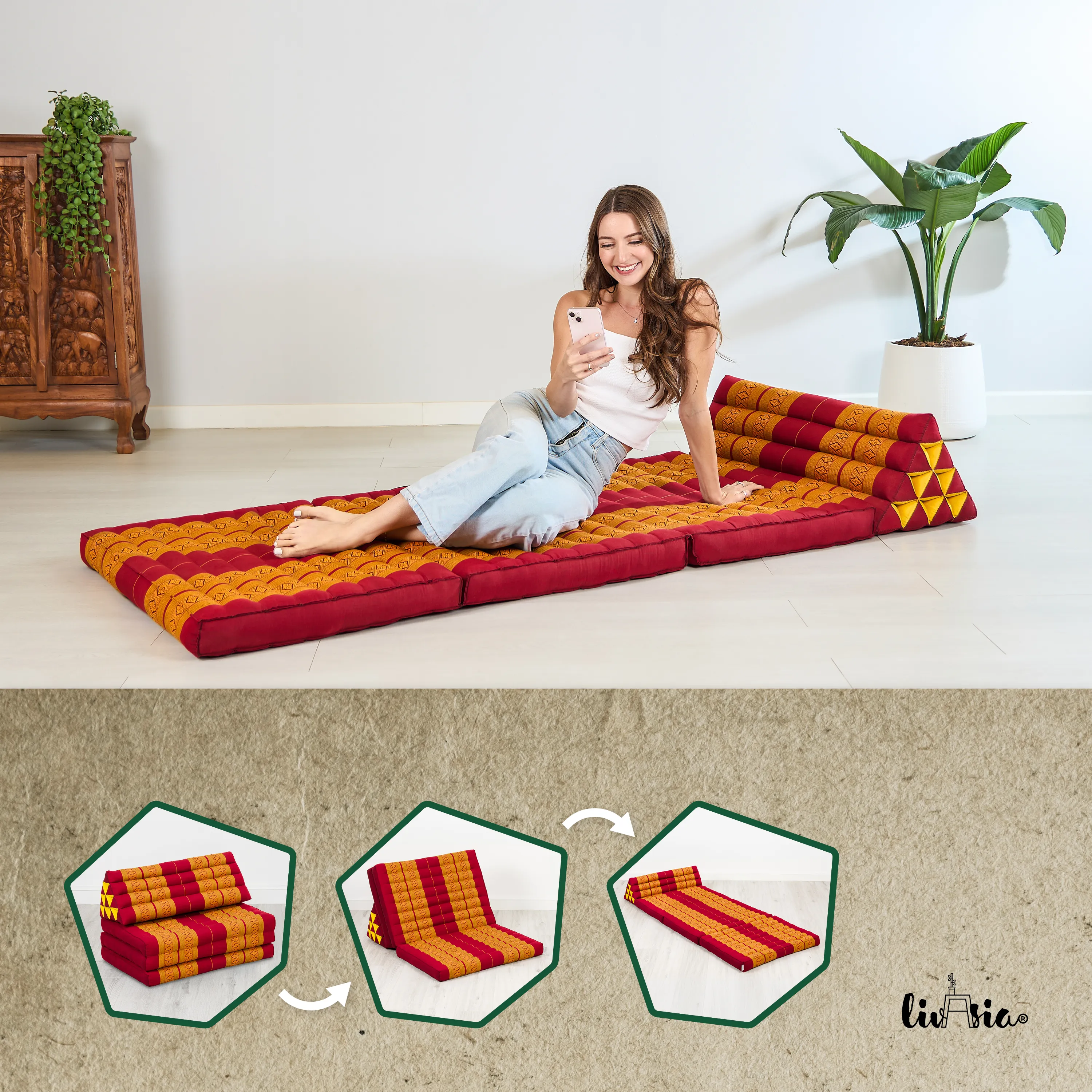 Coussin thaï en kapok largeur XXL