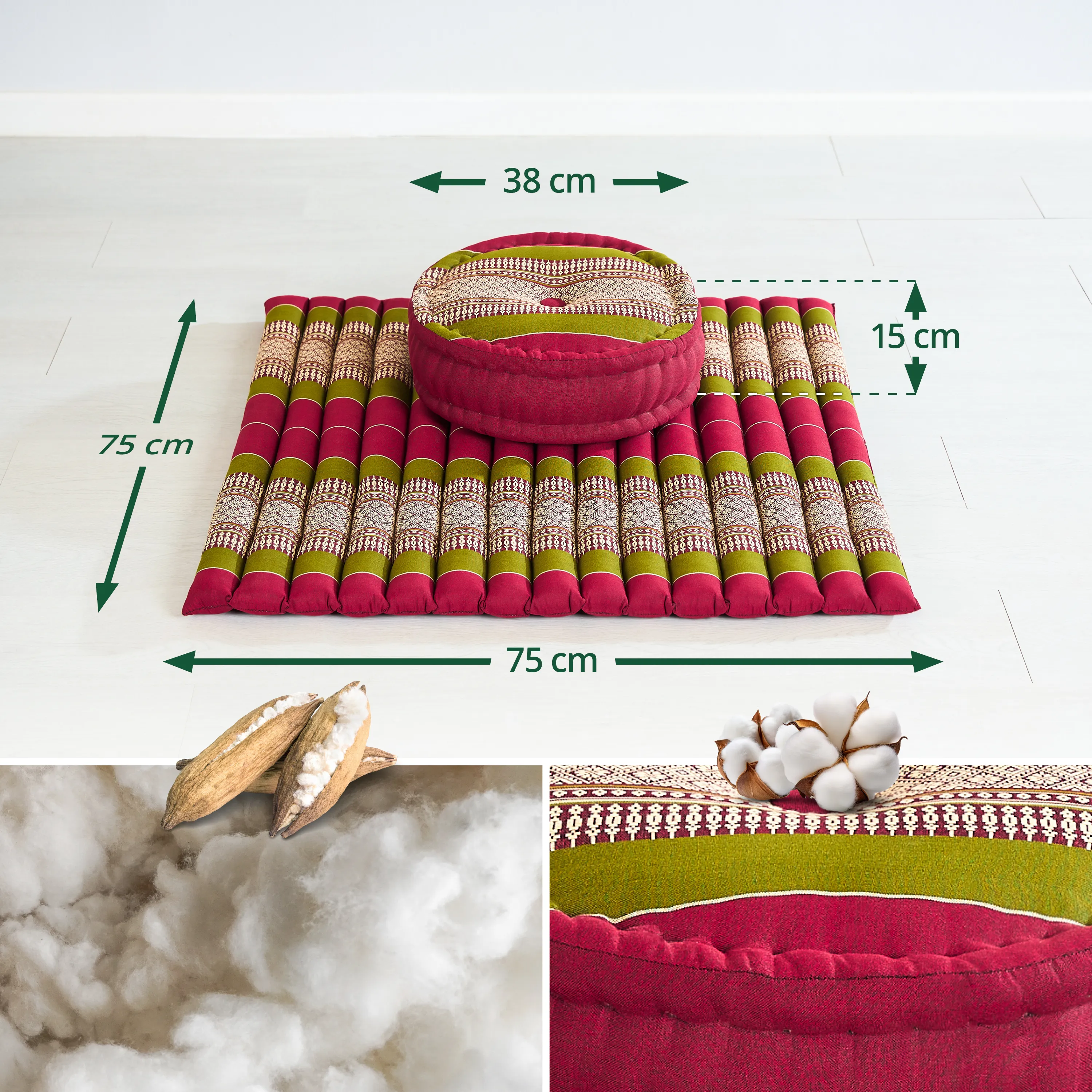 Set de coussins de méditation en kapok XL