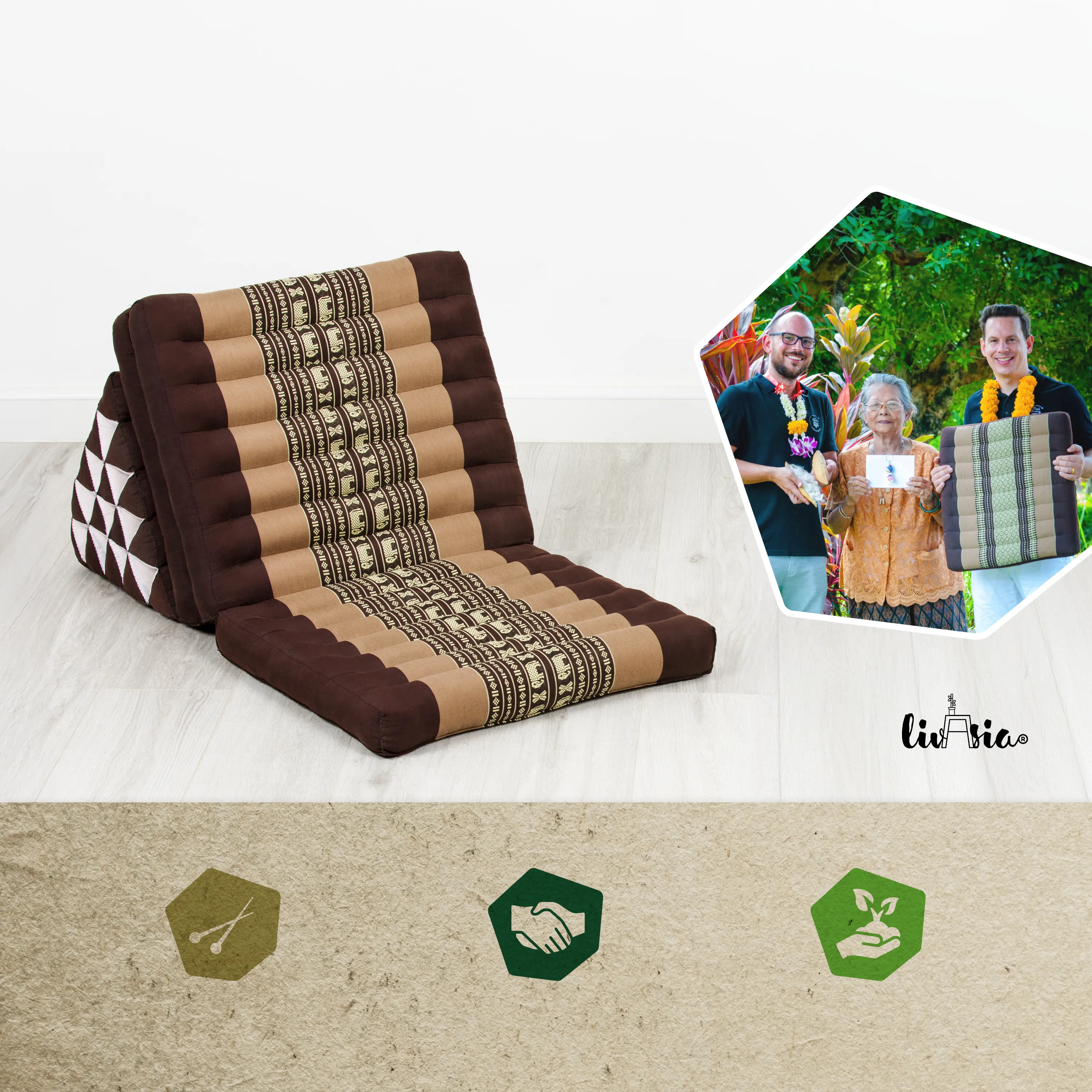Coussin thaï en kapok hauteur XXL
