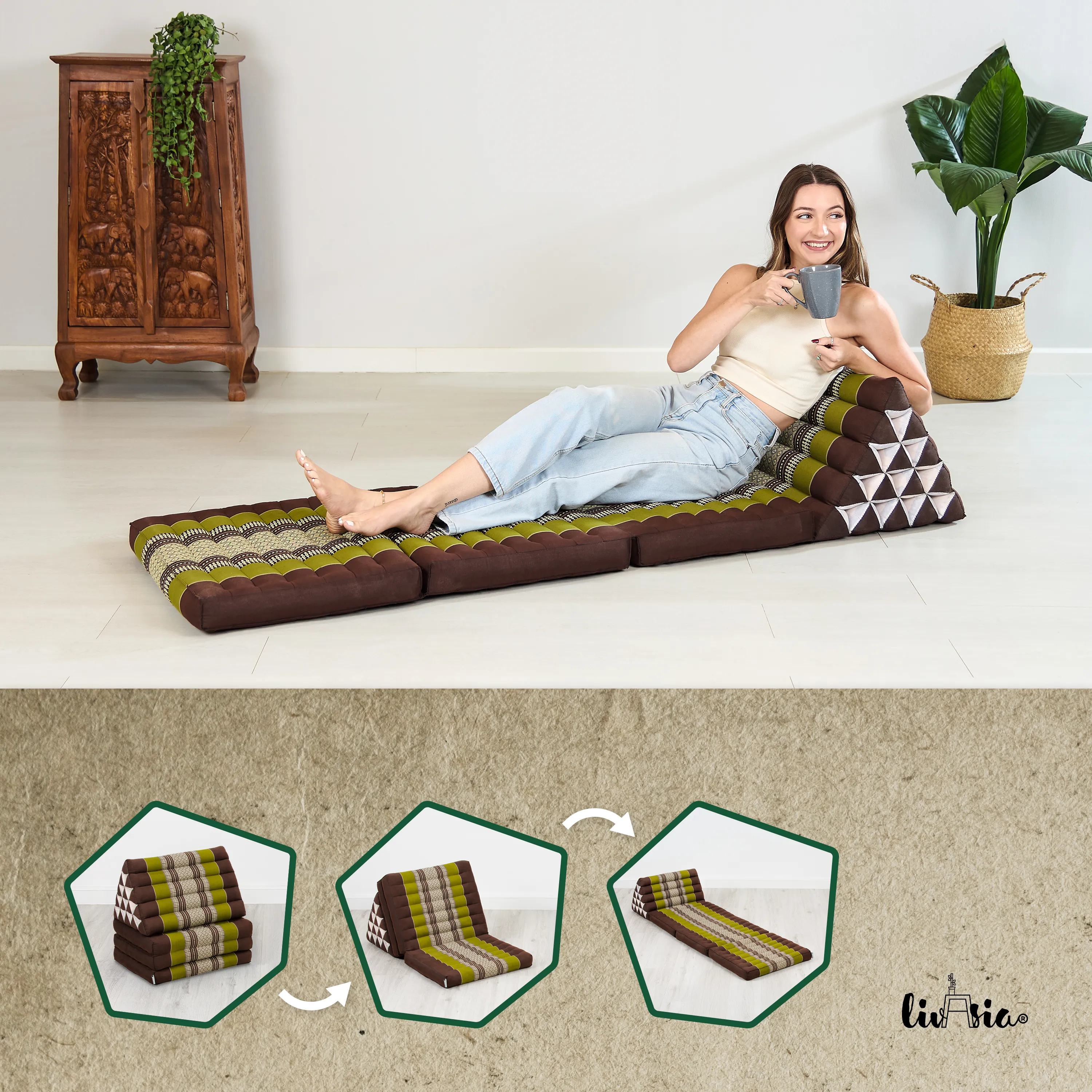 Coussin thaï en kapok hauteur XXL