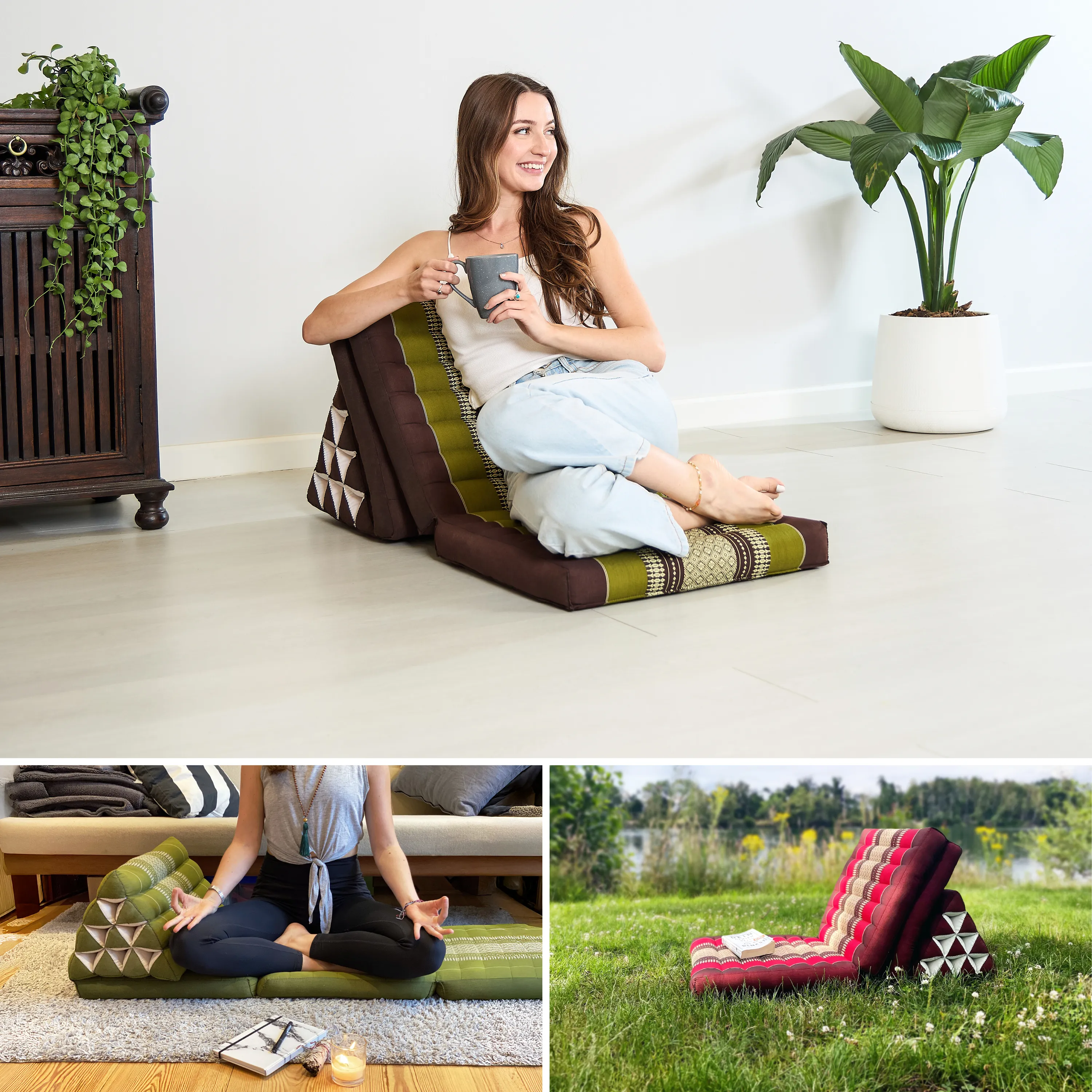 Coussin thaï avec matelas 3 parties en kapok, Classic