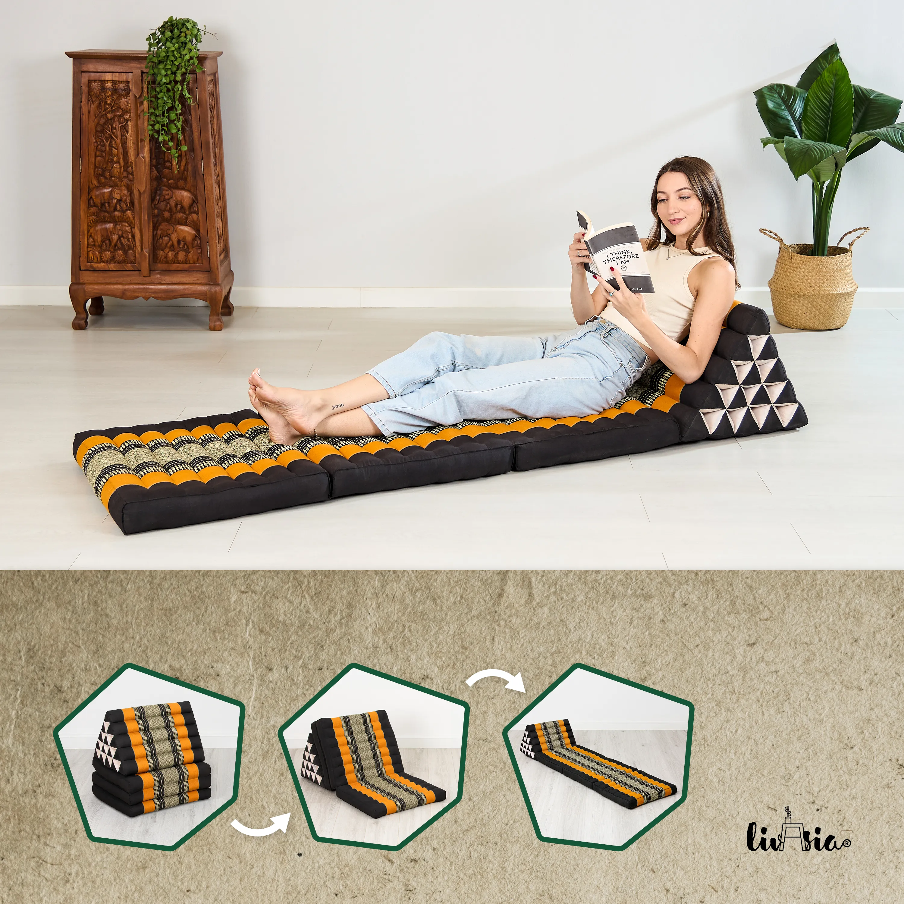 Coussin thaï en kapok hauteur XXL